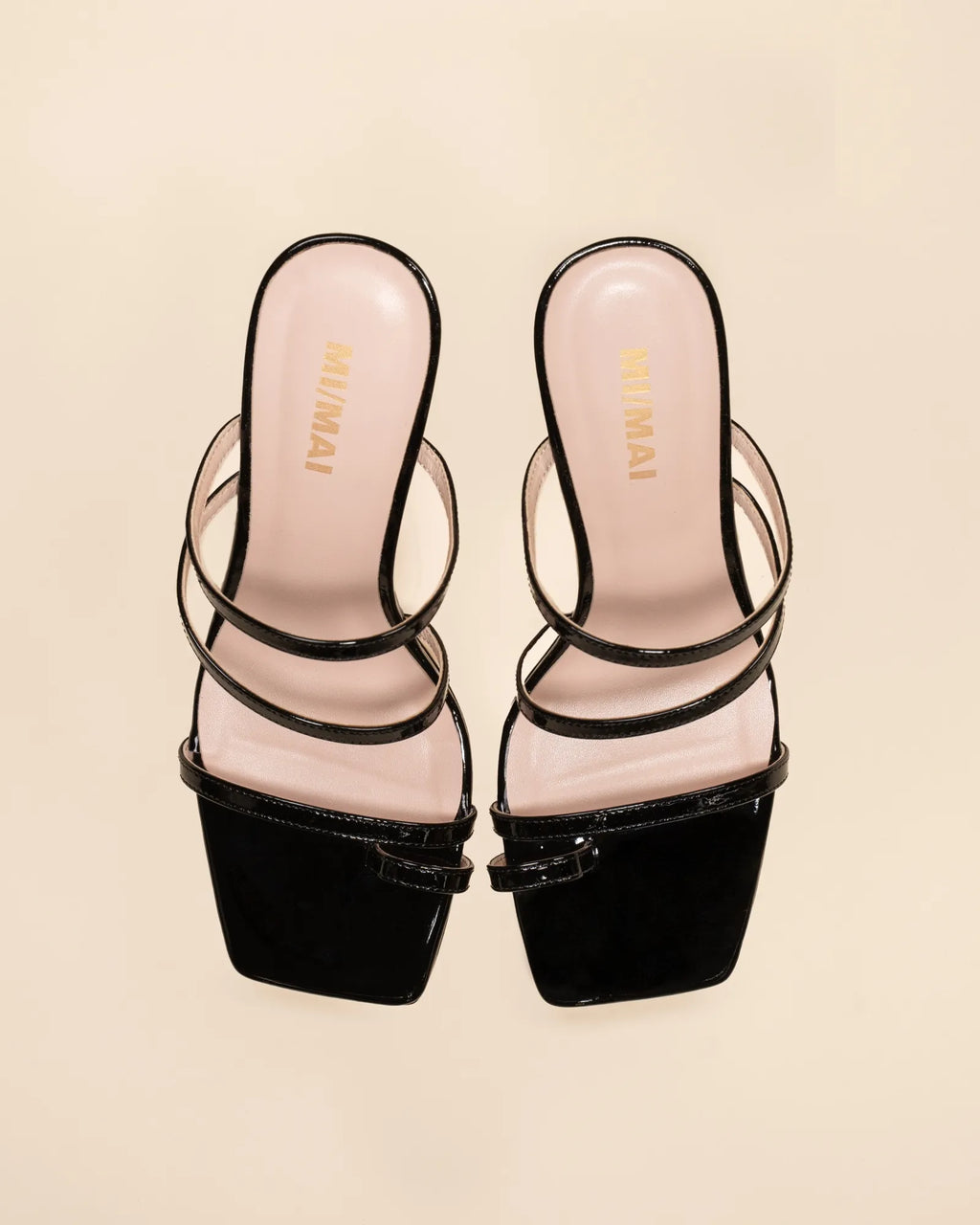 Sorento Black Patent black patent leather square-toe strap sandal
