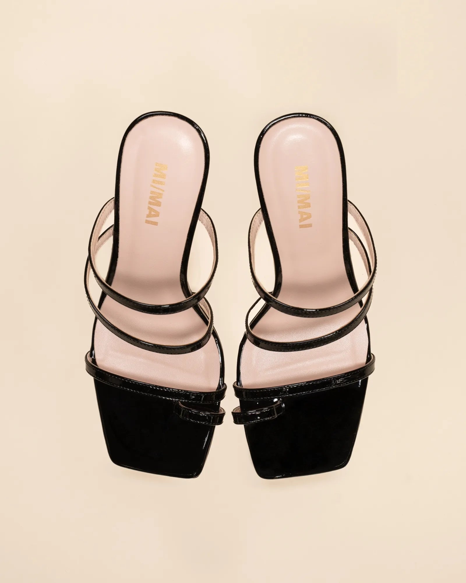 Sorento Black Patent black patent leather square-toe strap sandal