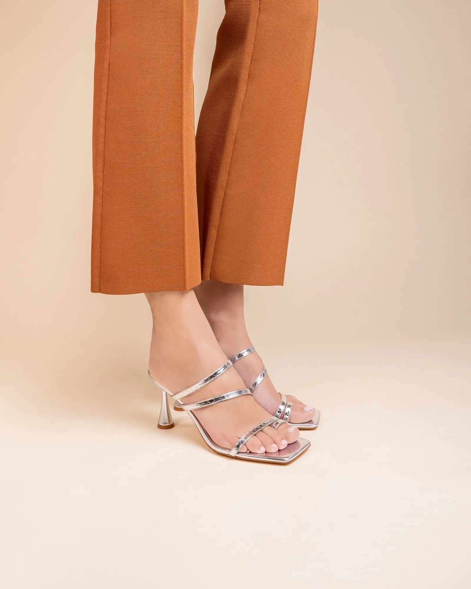 Silver Snake square-toe strappy sandal