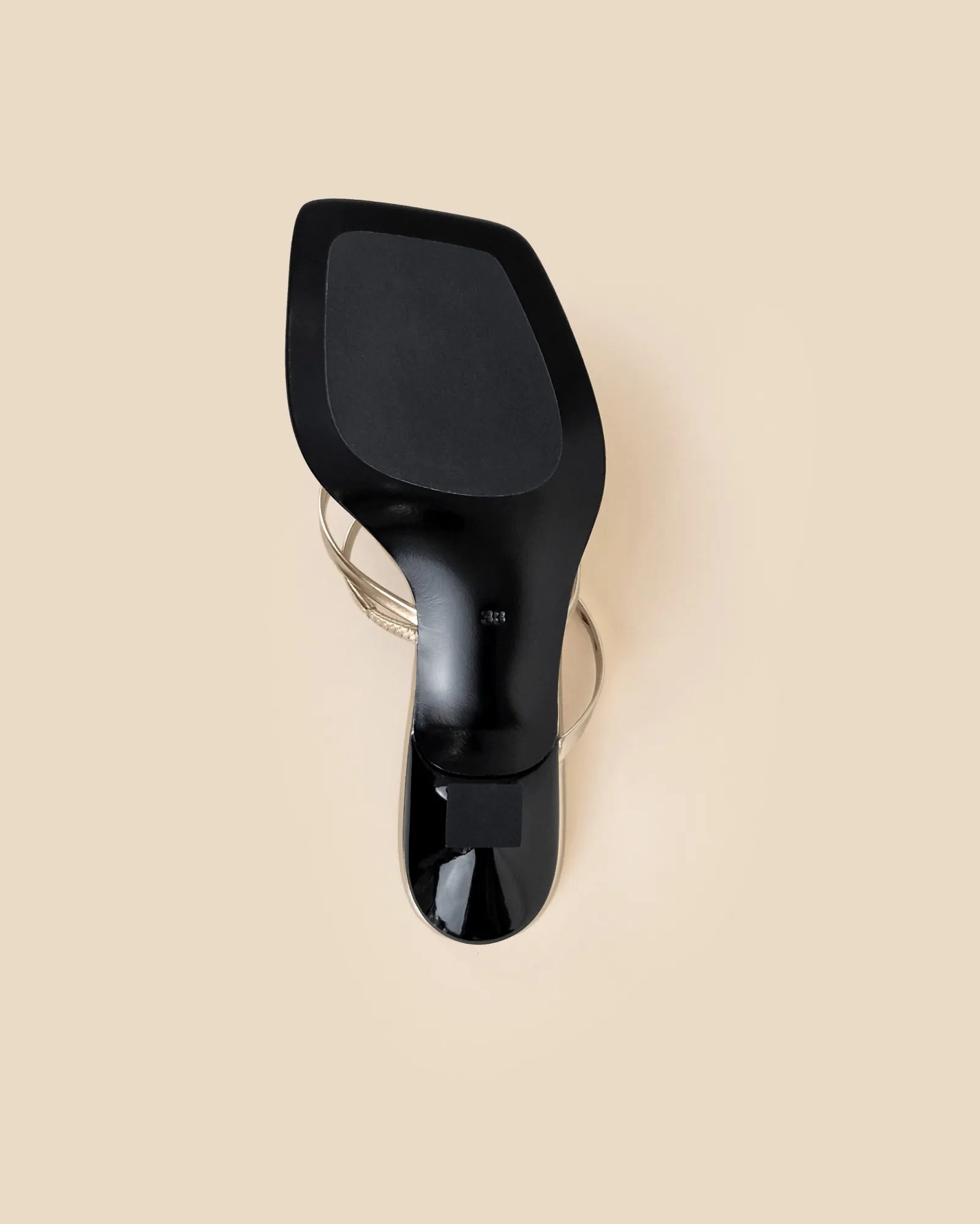 Mule à brides et bout carré en cuir doré Misty Gold Mirror