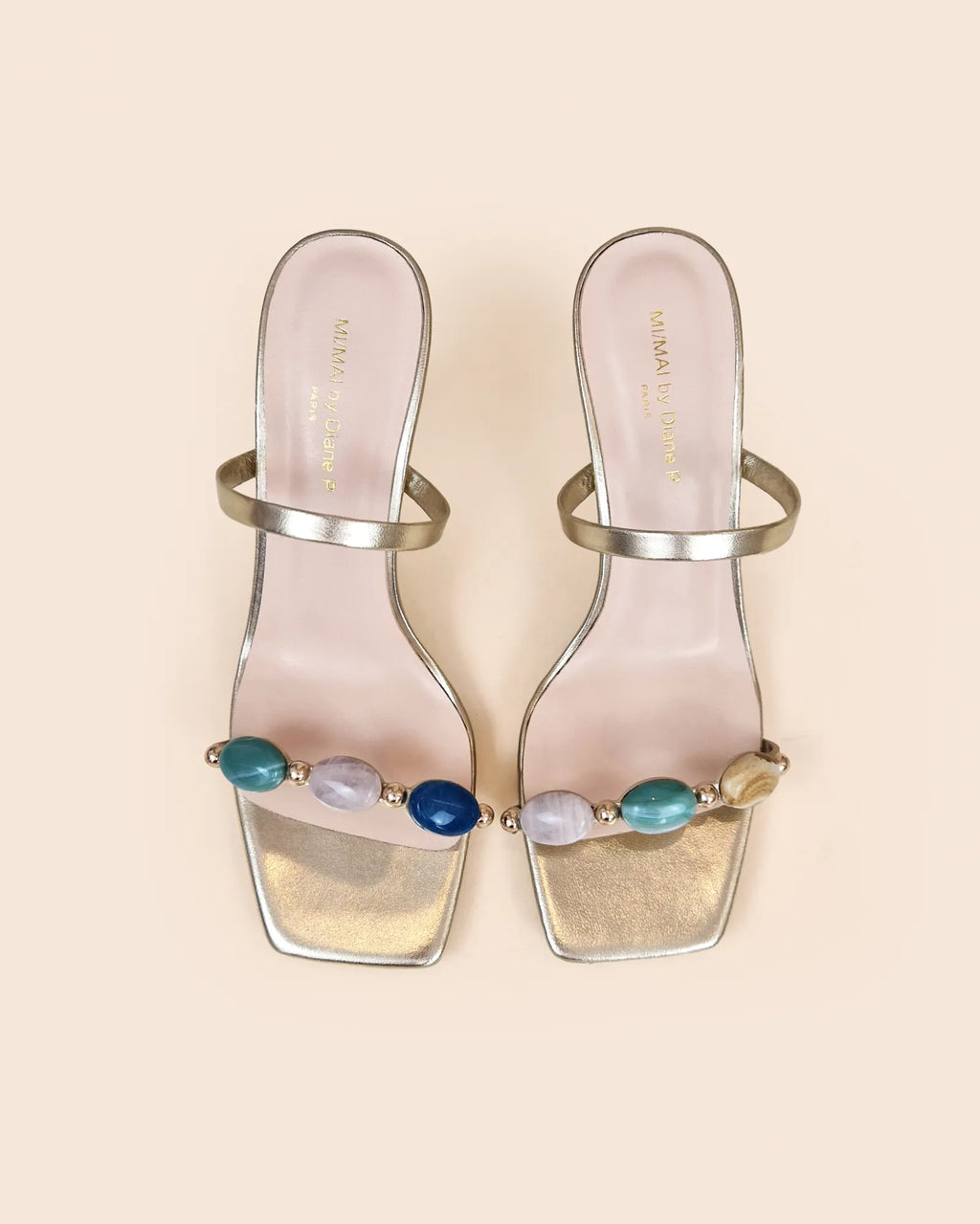 Mules dorées à cabochons multicolores Naxos Gold