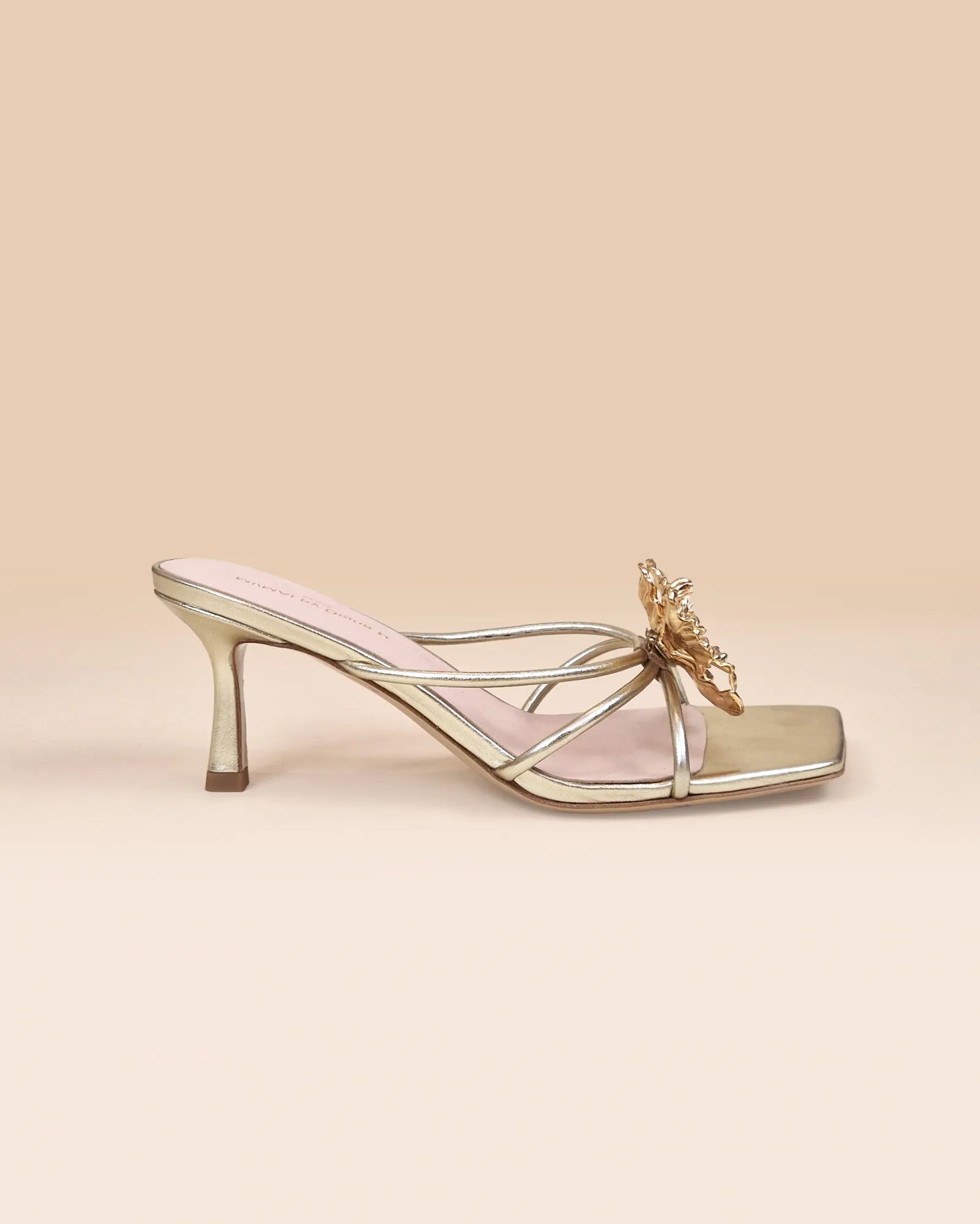 Mules à brides en cuir doré et accessoires interchangeables Thira Gold