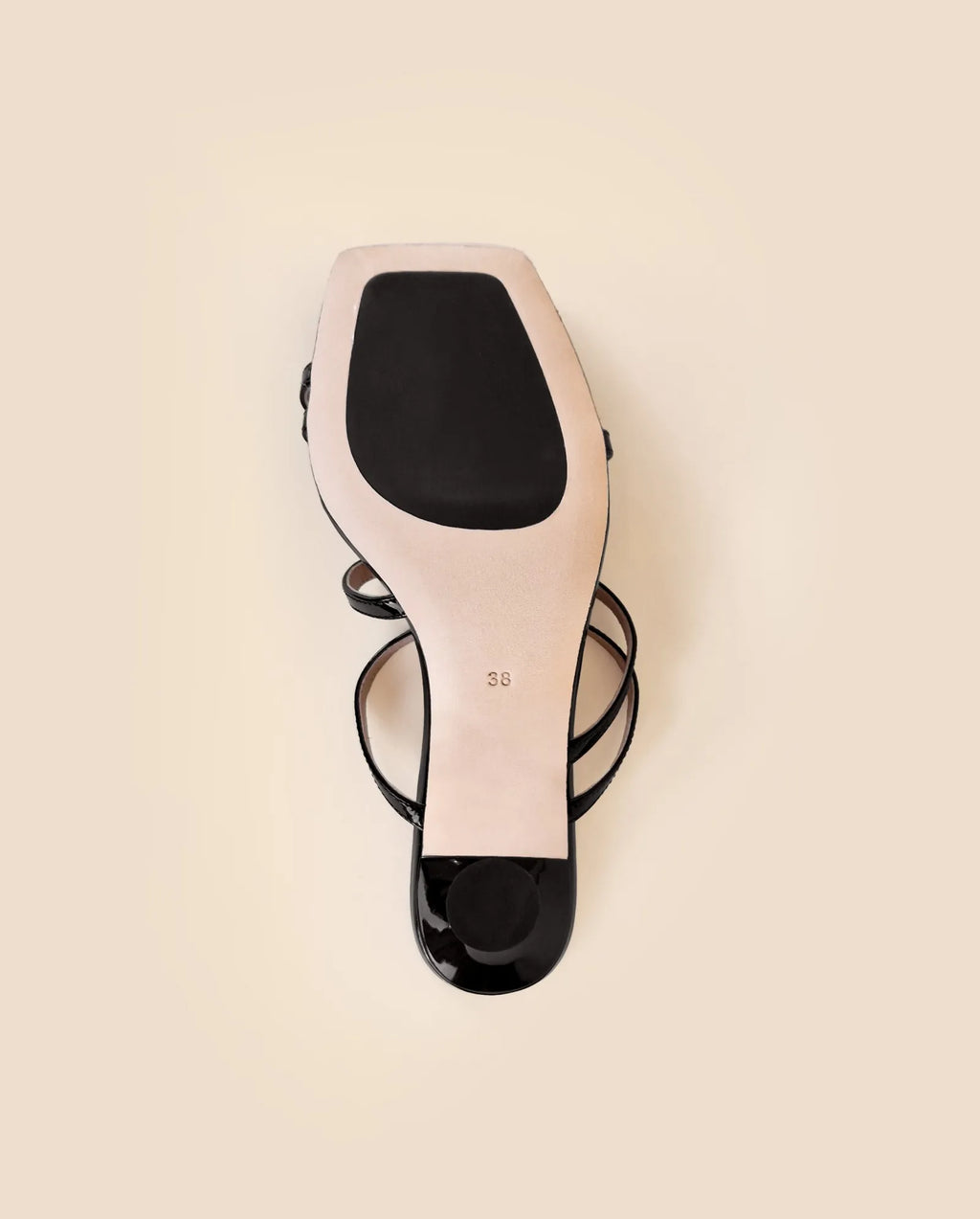 Sorento Black Patent black patent leather square-toe strap sandal