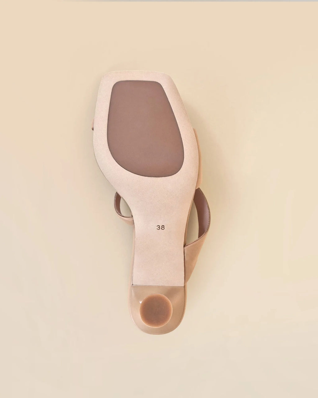 Sandale mule à talon haut et bout carré en cuir beige Tara Nude