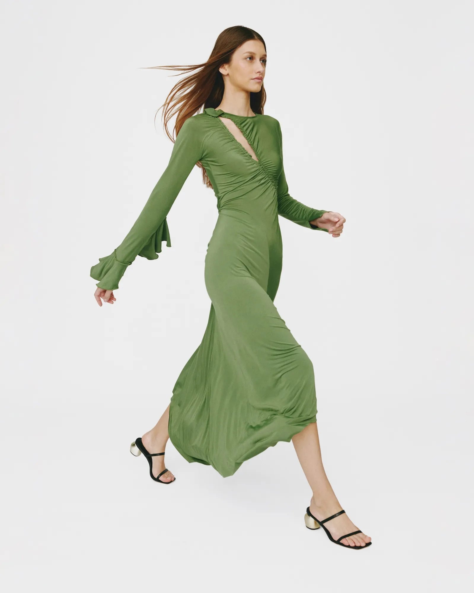 Sandale mule à petit talon doré et brides Tilda Low Black Gold