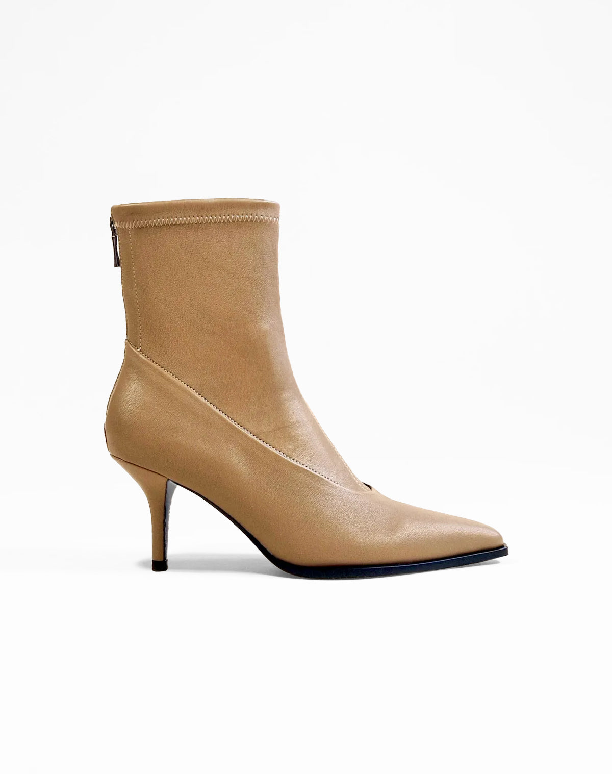 BEIGE ANKLE BOOTS WITH POINTED TOE AND STILT HEEL ANDO BEIGE