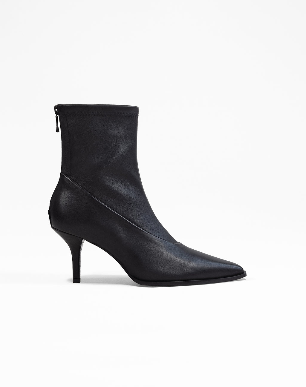 BLACK ANKLE BOOTS WITH POINTED TOE AND STILT HEEL ANDO BLACK CALF