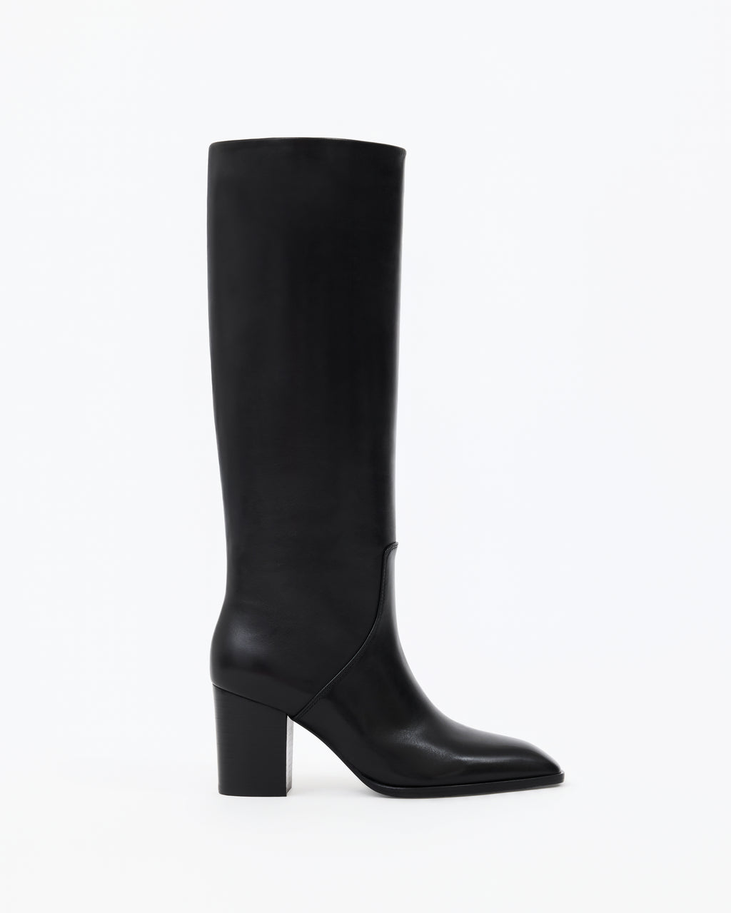 Bottes en cuir noir à talon bloc Aran Black