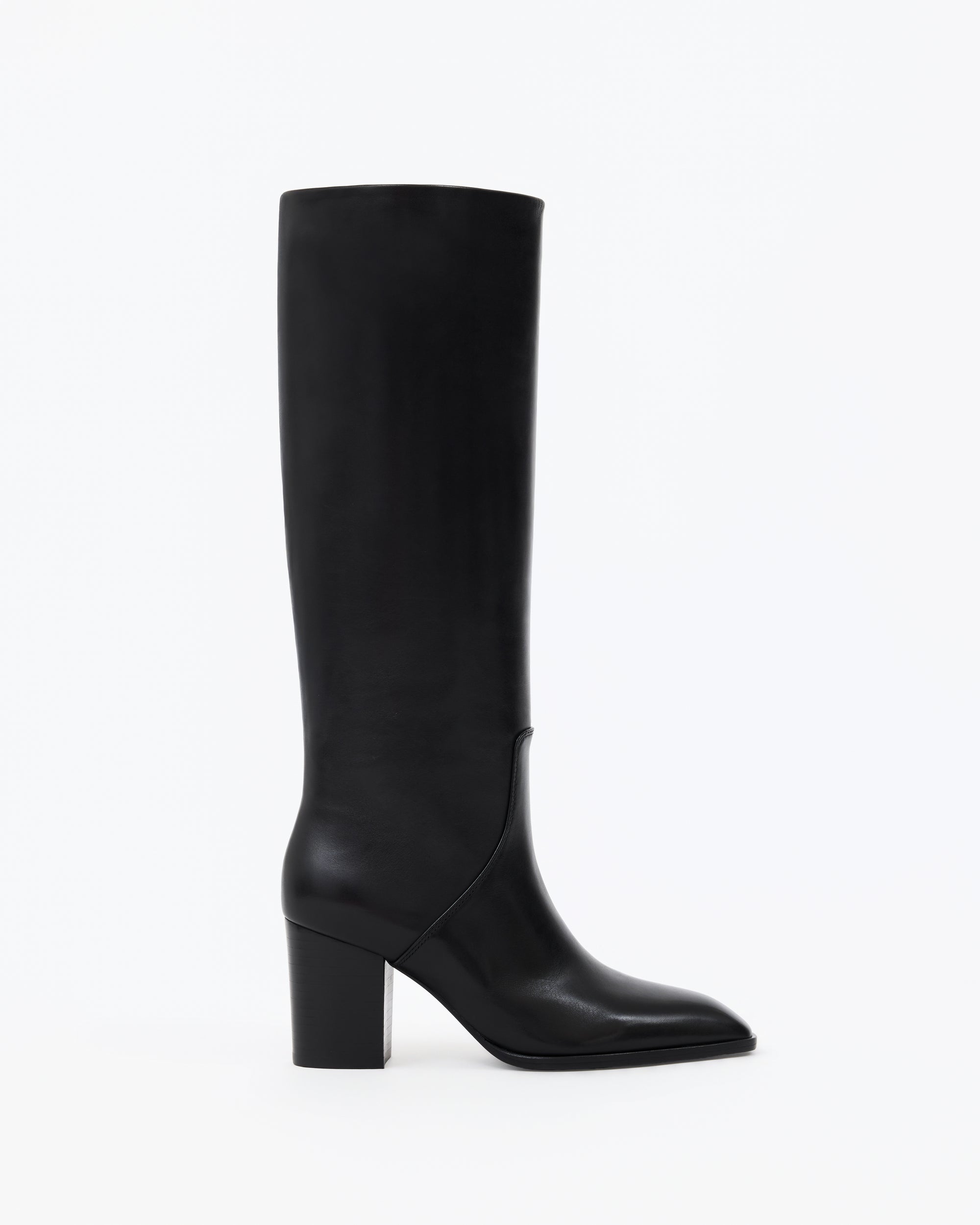 Bottes en cuir noir à talon bloc Aran Black