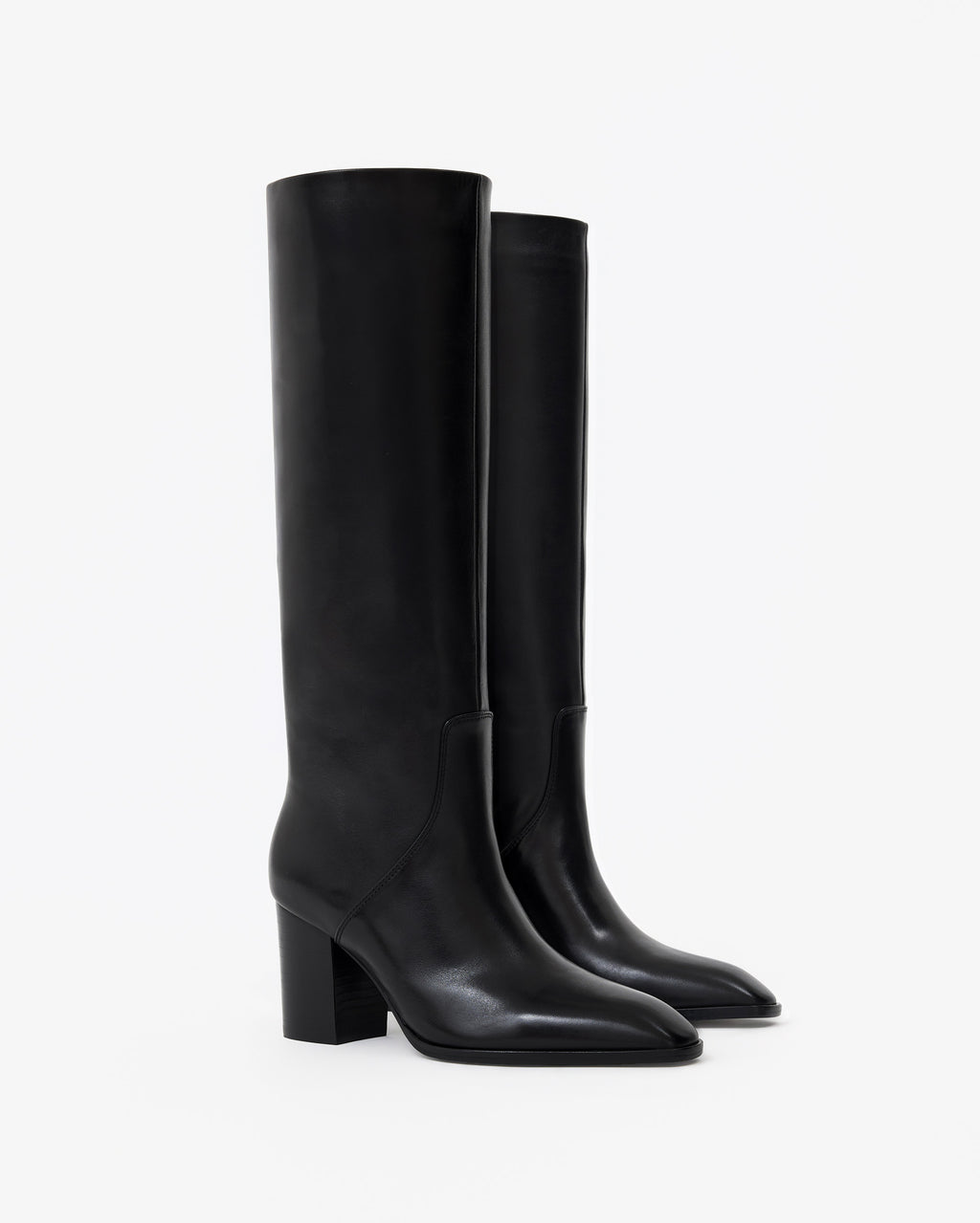Bottes en cuir noir à talon bloc Aran Black