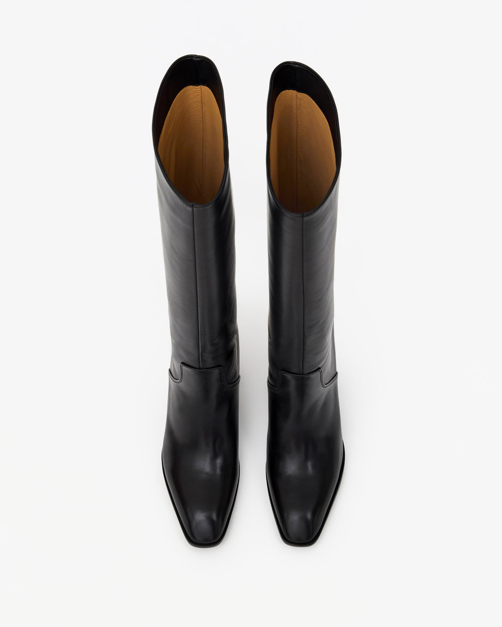 Bottes en cuir noir à talon bloc Aran Black
