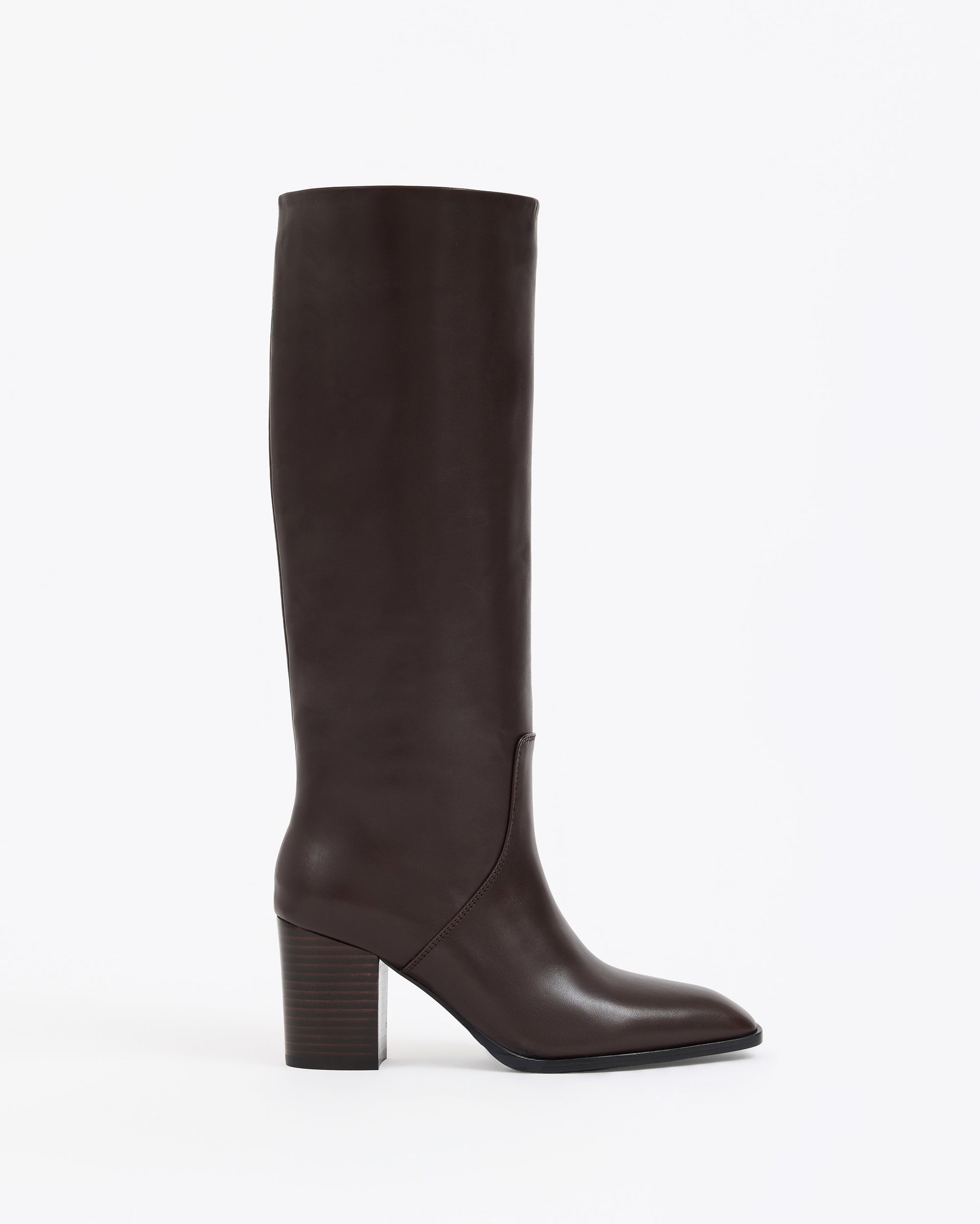 Bottes en cuir chocolat à talon bloc Aran Chocolate