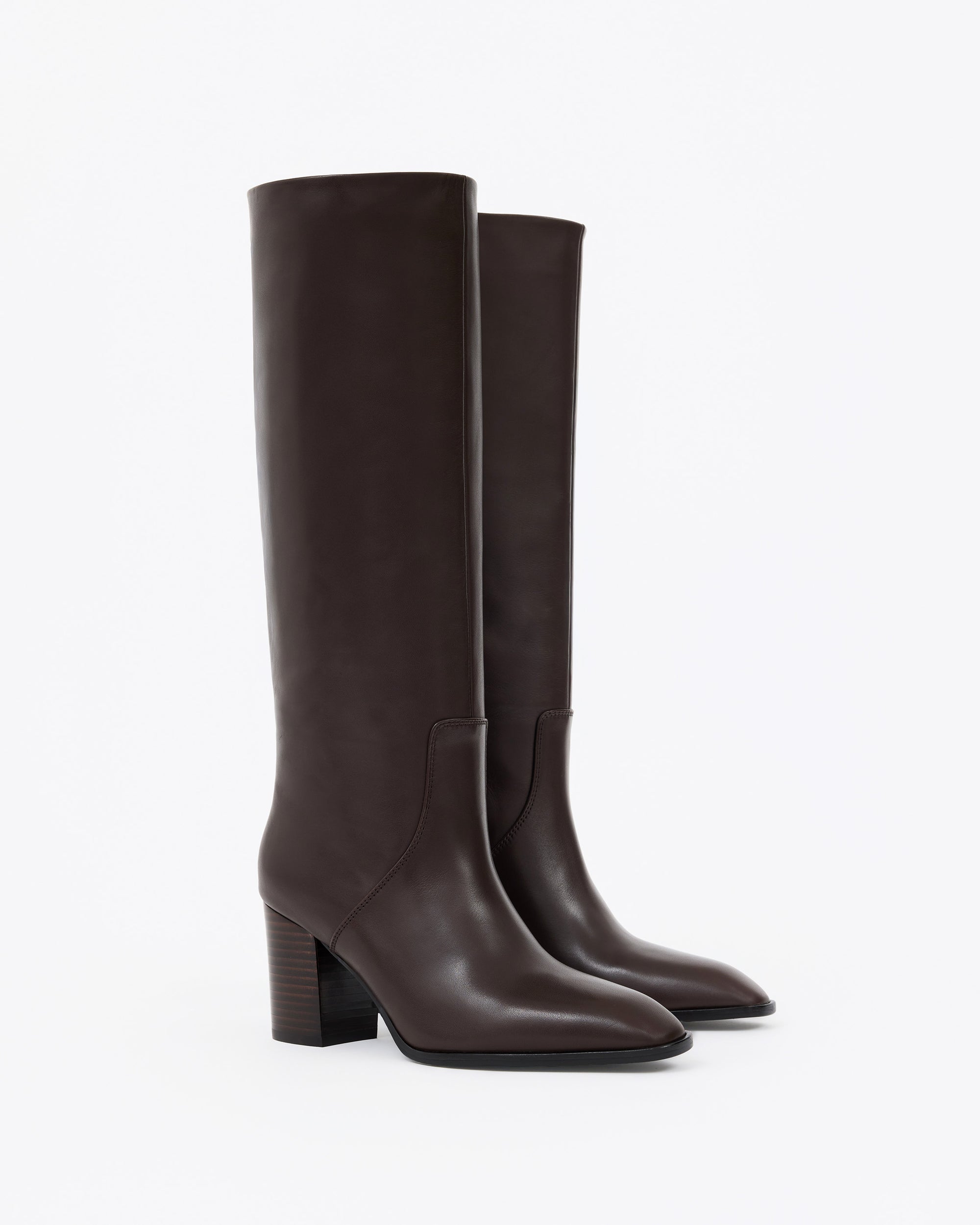 Bottes en cuir chocolat à talon bloc Aran Chocolate