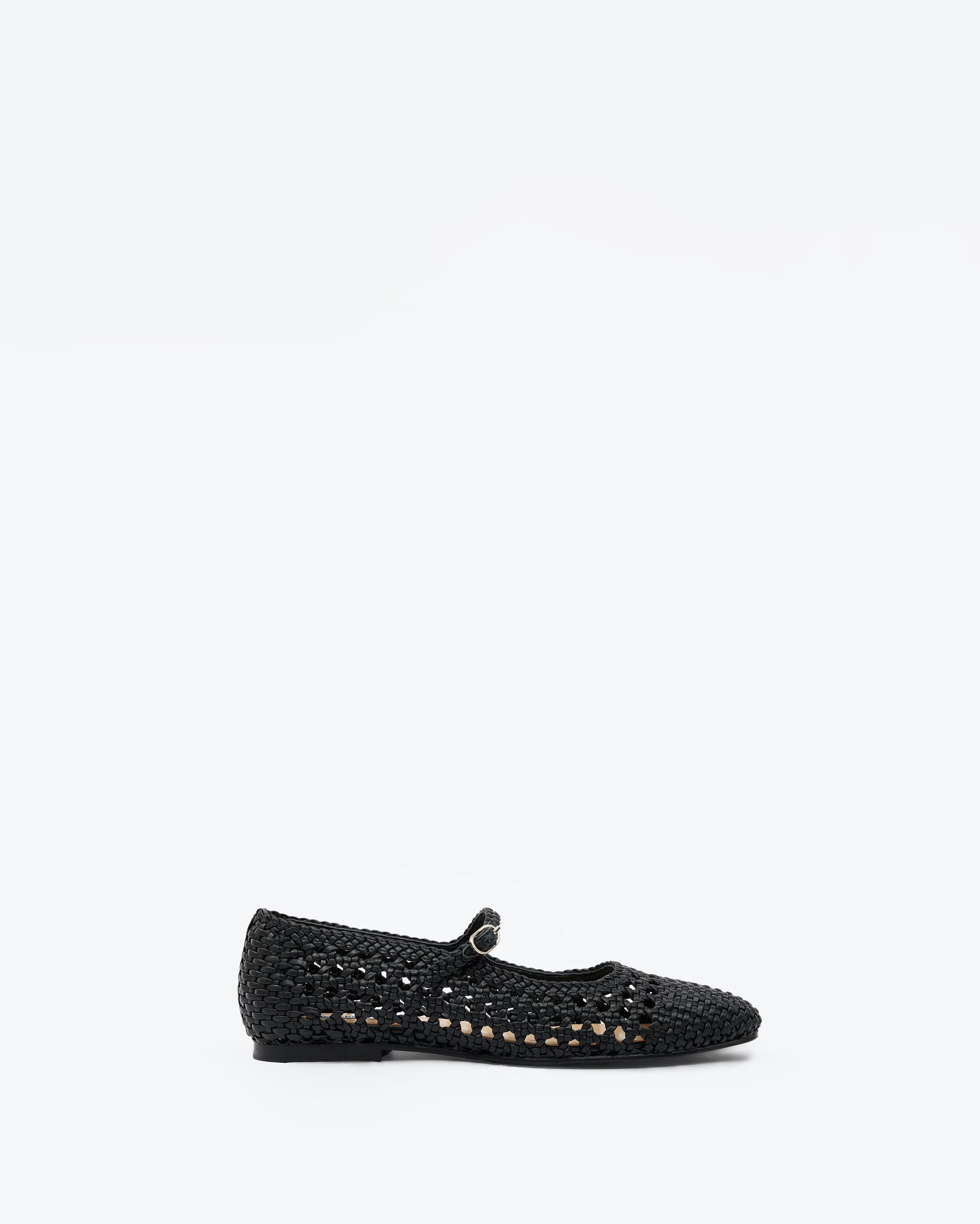 Ballerines à bride babies en similicuir tressé noir Ariana Black