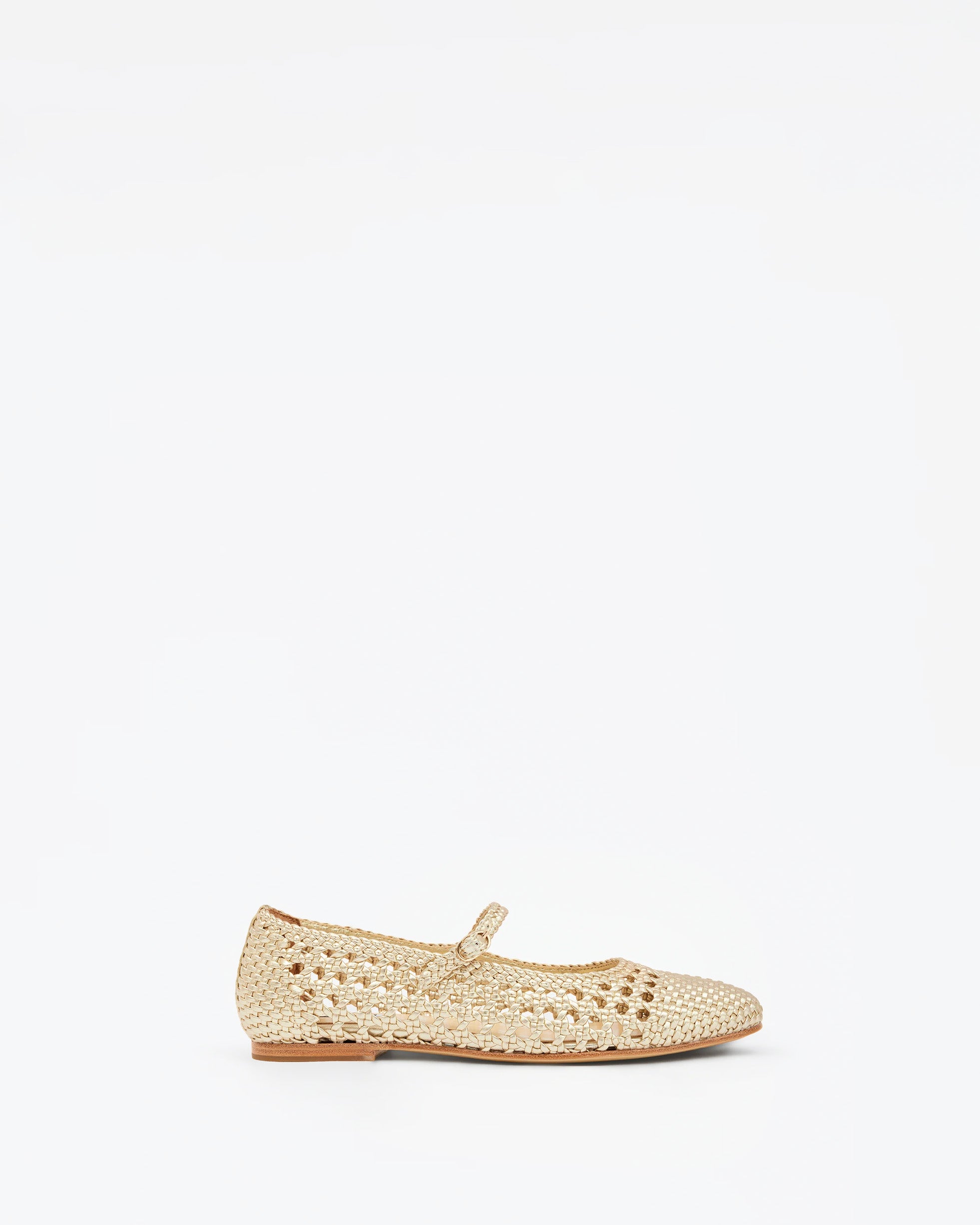 Ballerines à bride babies en similicuir tressé doré Ariana Gold