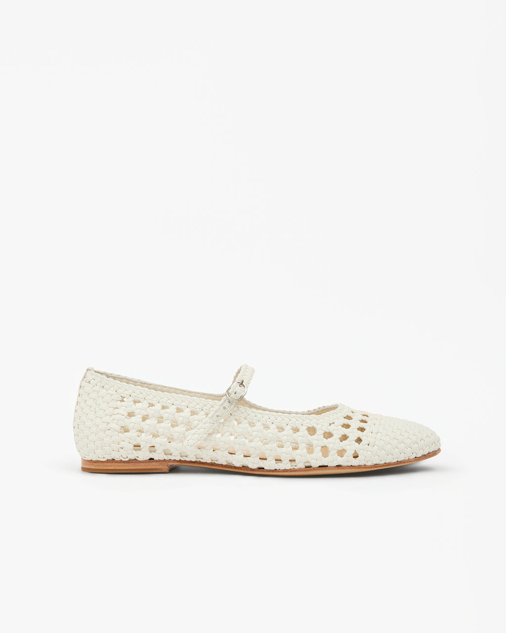 Ballerines à bride babies en similicuir tressé blanc Ariana White