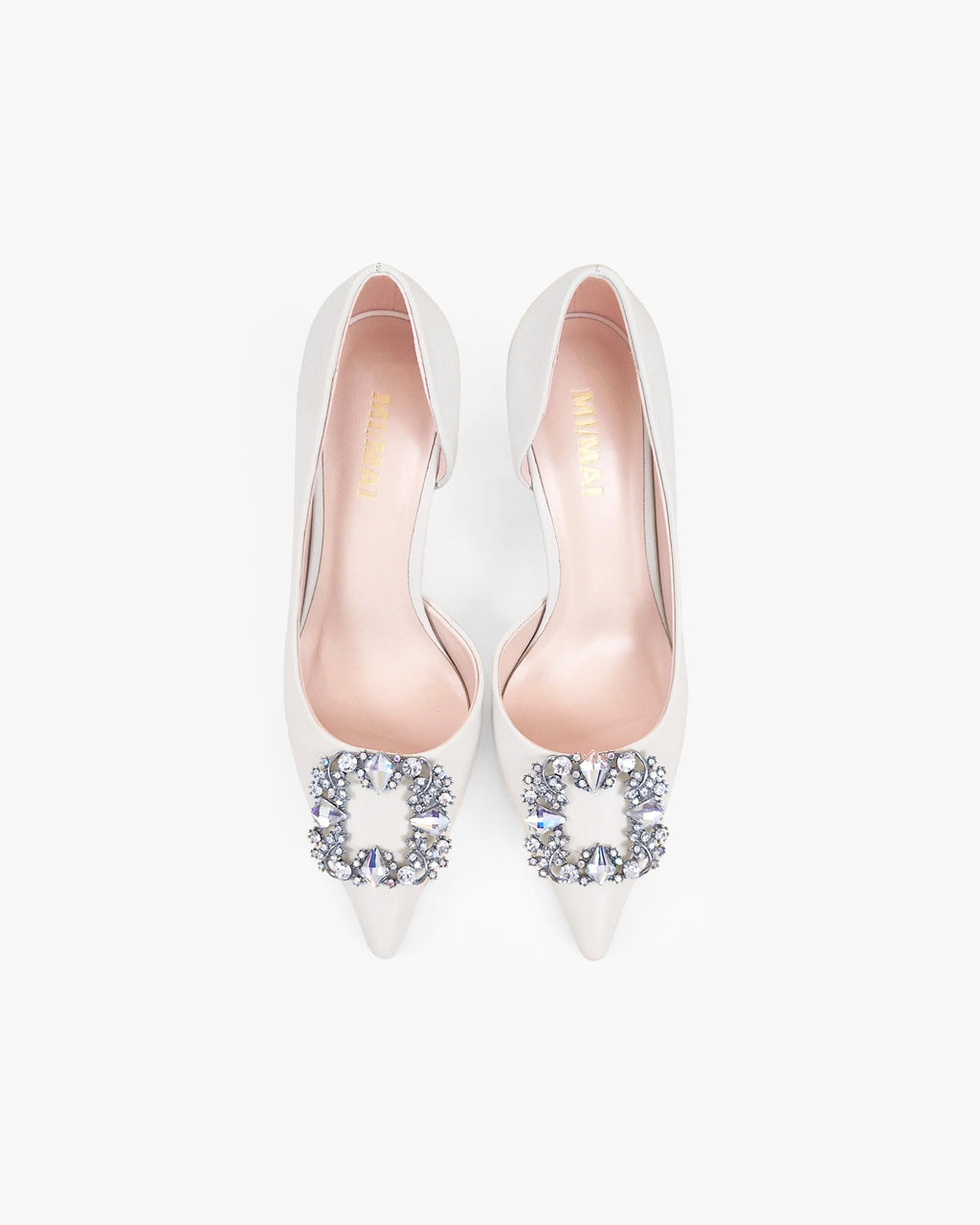 Escarpins en cuir blanc à ornement cristaux et strass Astoria White Leather