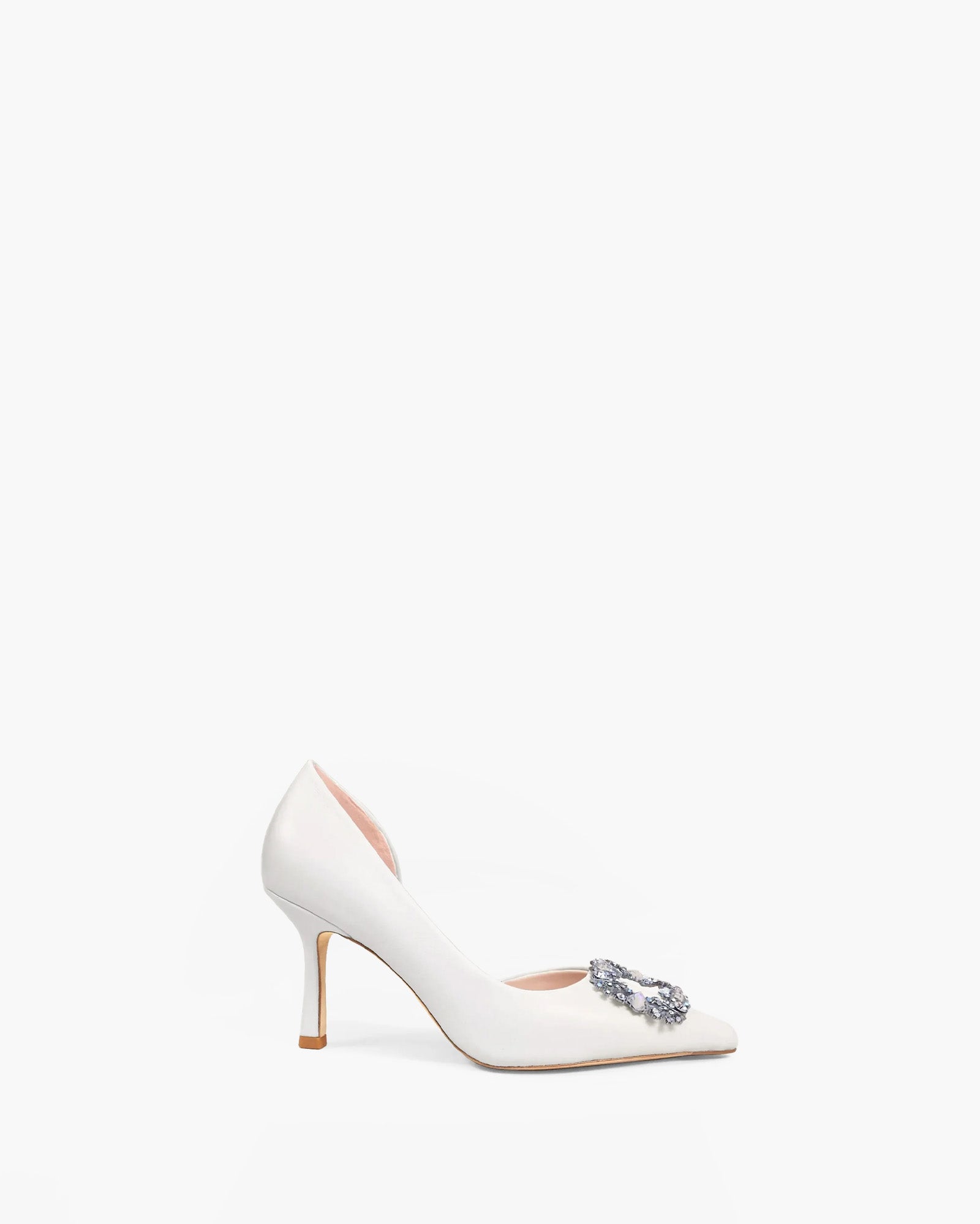 Escarpins en cuir blanc à ornement cristaux et strass Astoria White Leather