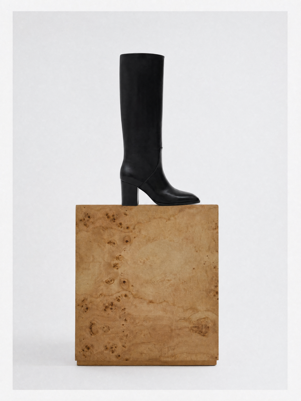 Bottes en cuir noir à talon bloc Aran Black