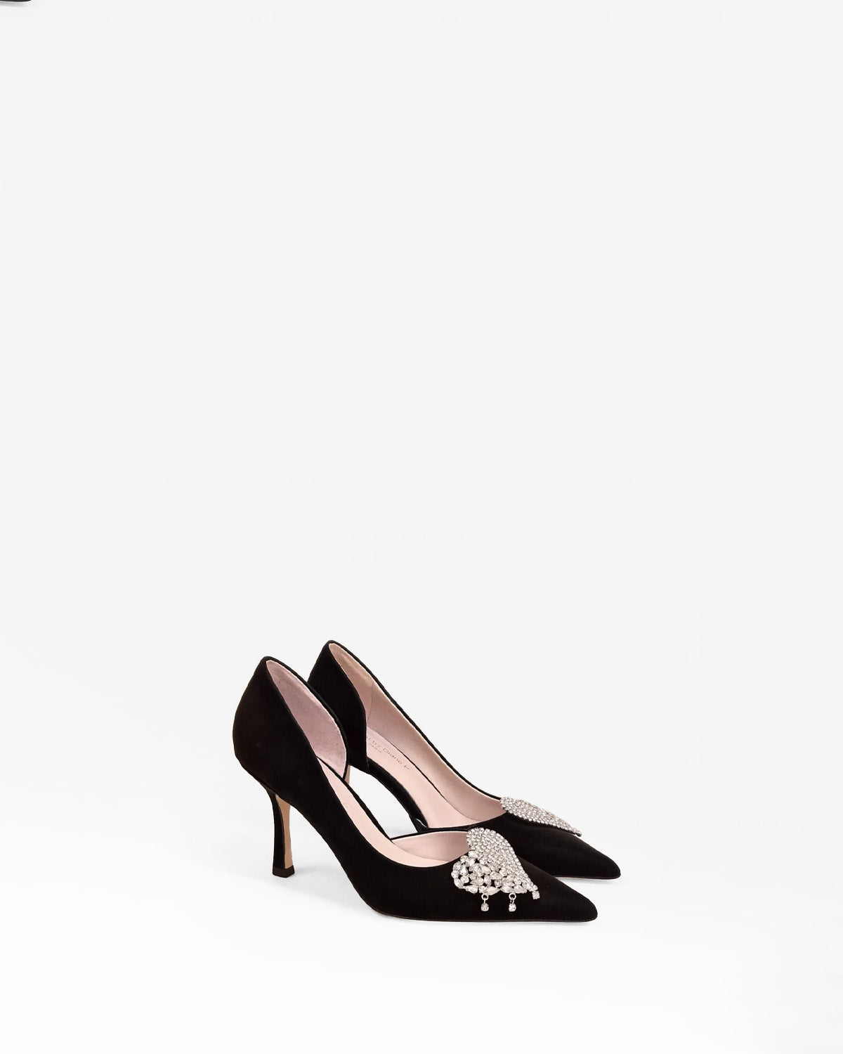 Bellagio by Diane Perreau pointed-toe pumps with rhinestone heart