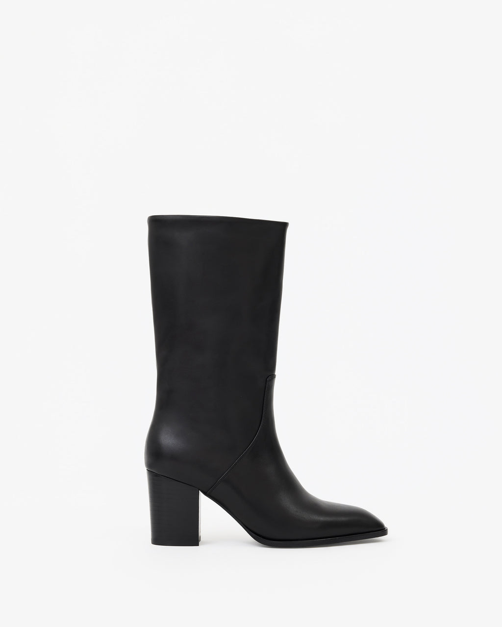 Bottes courtes en cuir noir à talon bloc Borge Black