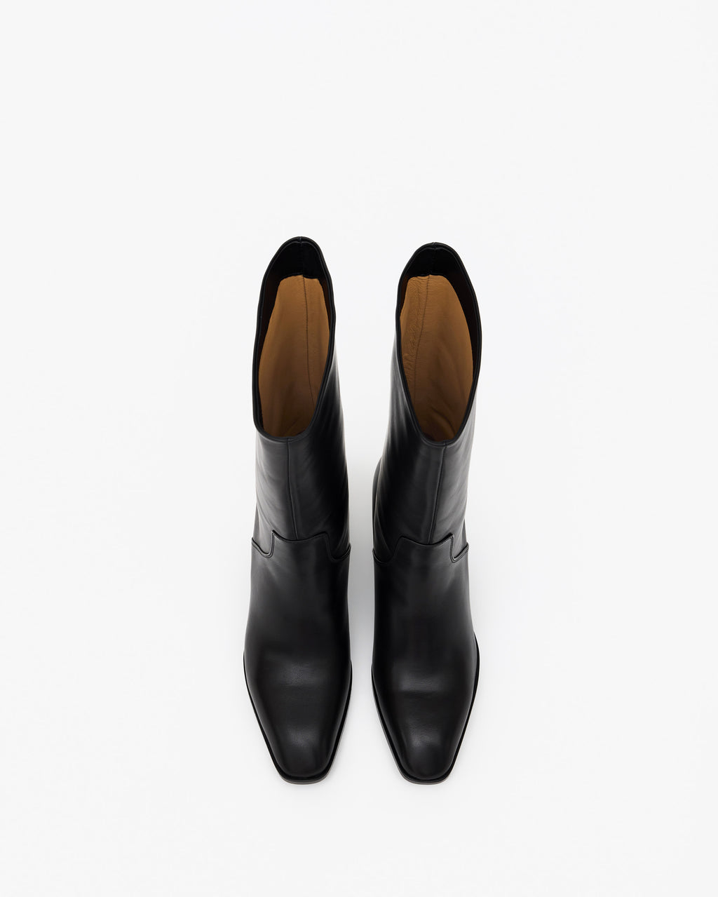 Bottes courtes en cuir noir à talon bloc Borge Black
