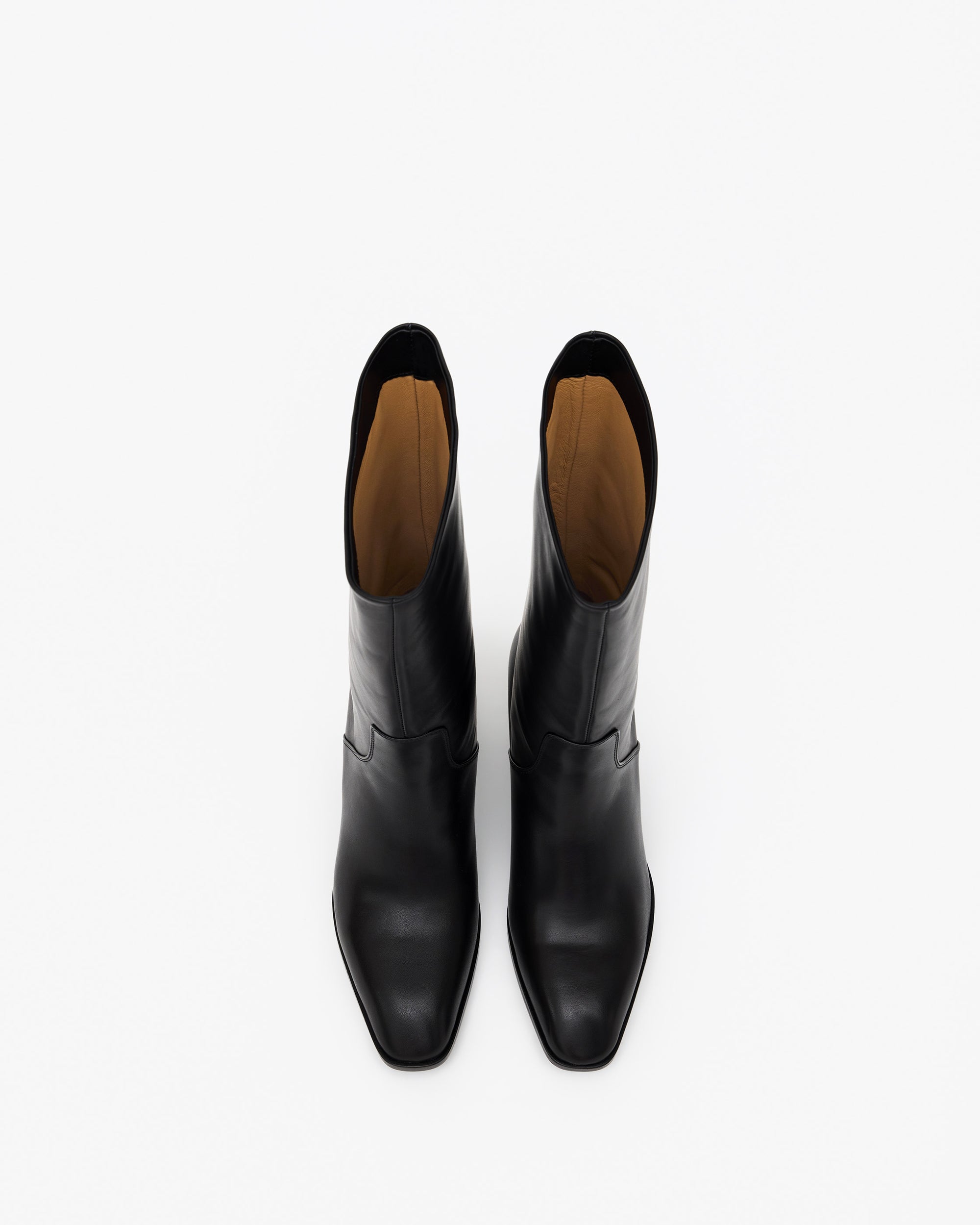Bottes courtes en cuir noir à talon bloc Borge Black