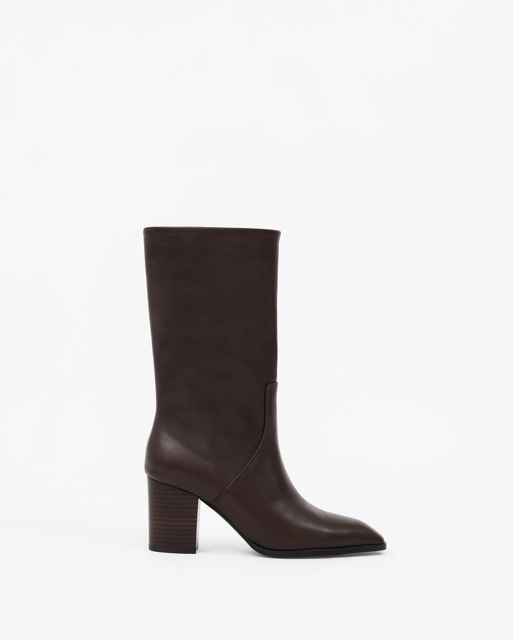 Bottes courtes en cuir chocolat à talon bloc Borge Chocolate