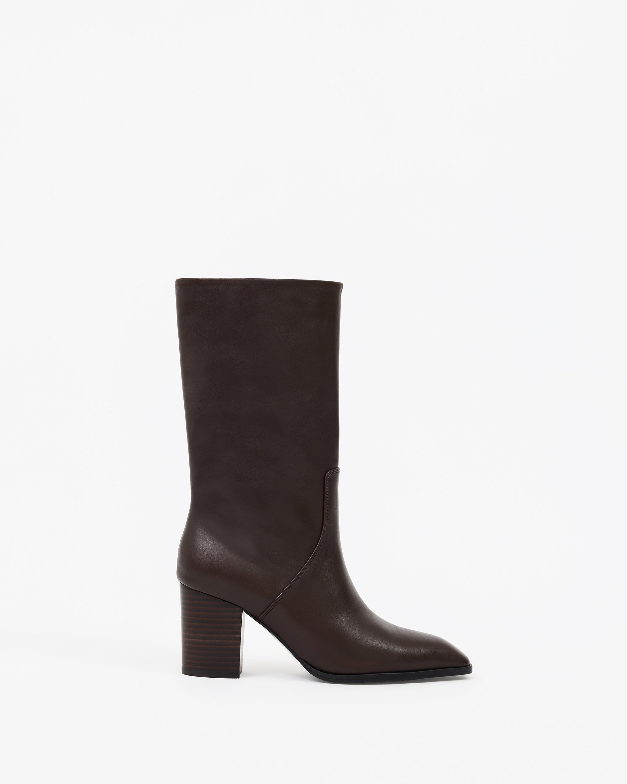 Bottes courtes en cuir chocolat à talon bloc Borge Chocolate
