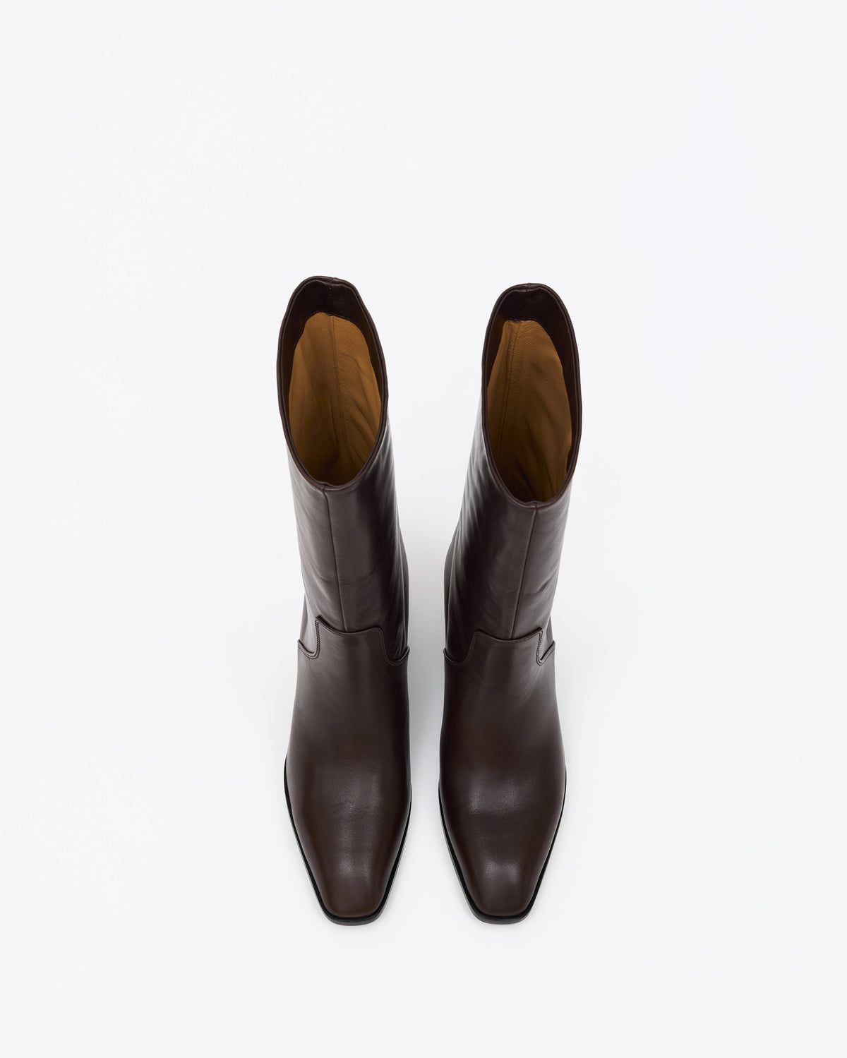 Bottes courtes en cuir chocolat à talon bloc Borge Chocolate