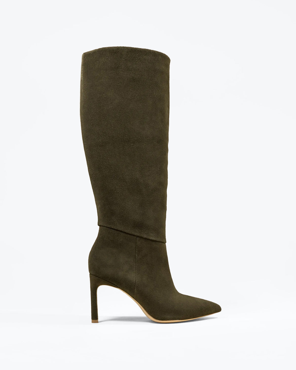 Khaki suede boots with stiletto heel, Coco khaki suede