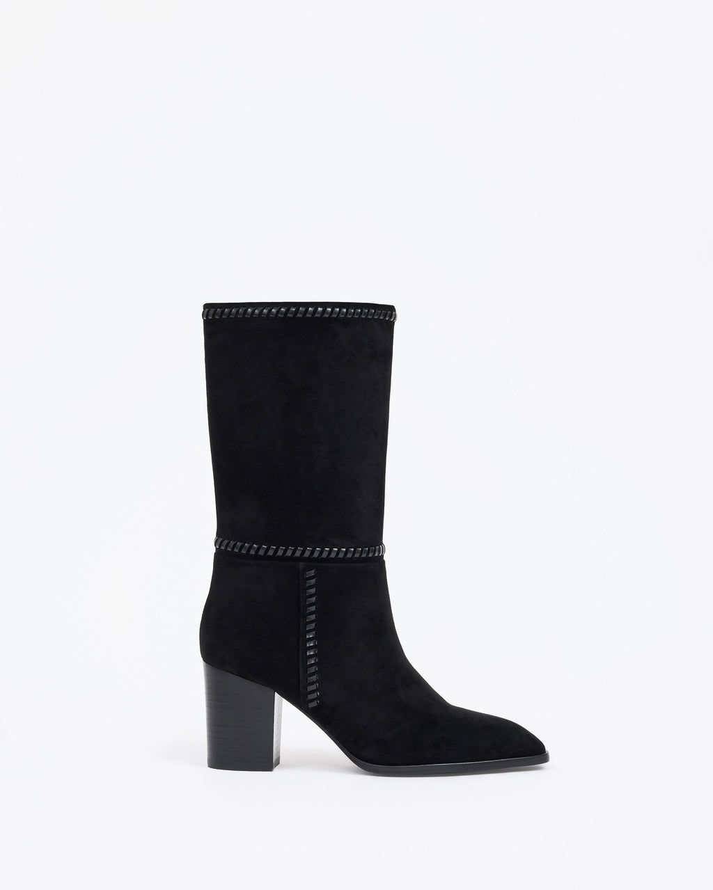 Bottes courtes en daim noir et talon bloc Colette Black