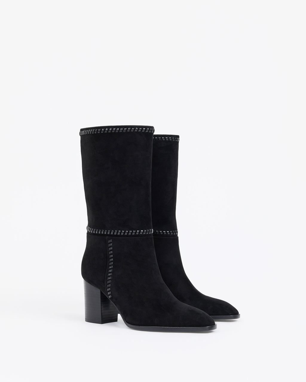 Bottes courtes en daim noir et talon bloc Colette Black