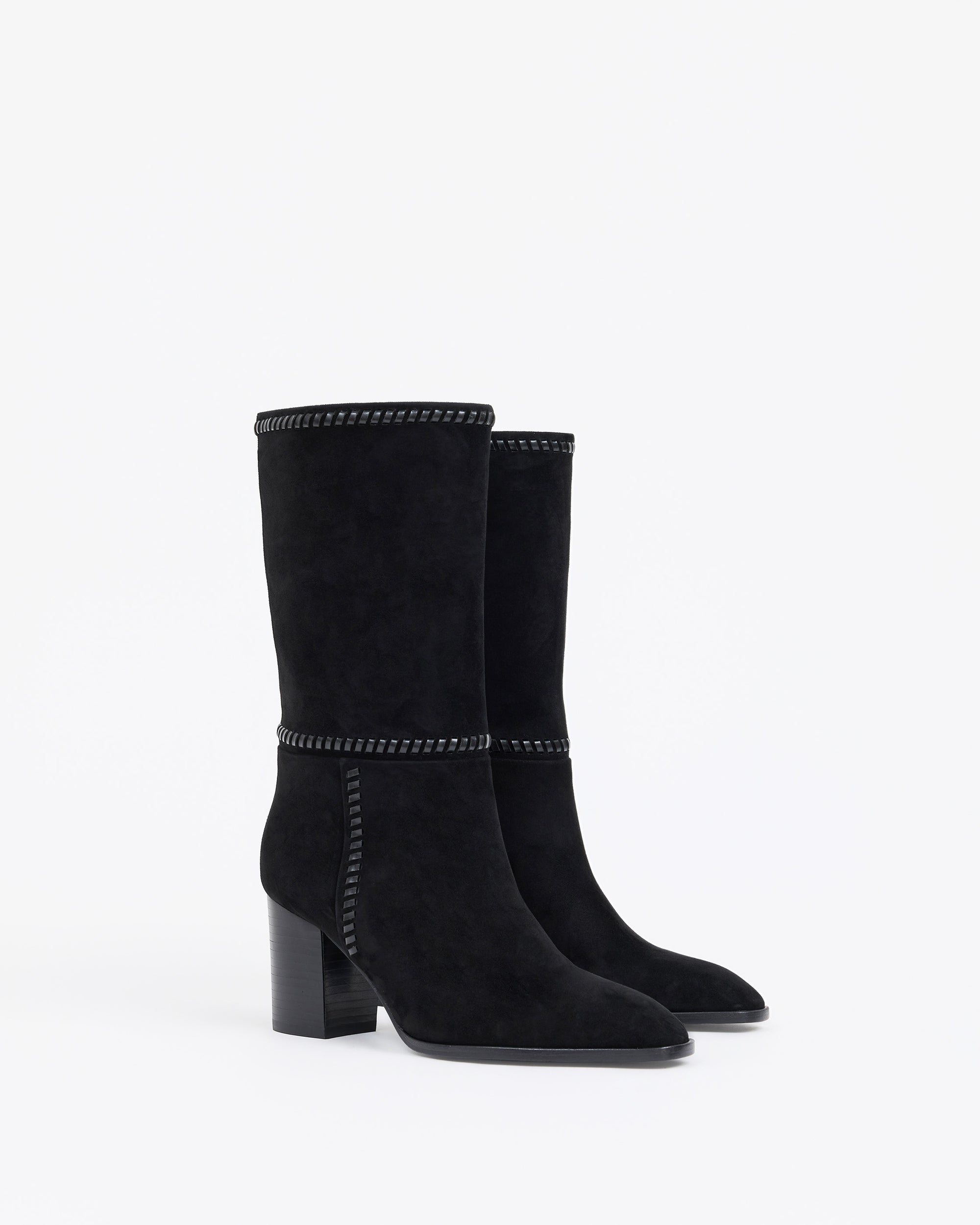 Bottes courtes en daim noir et talon bloc Colette Black