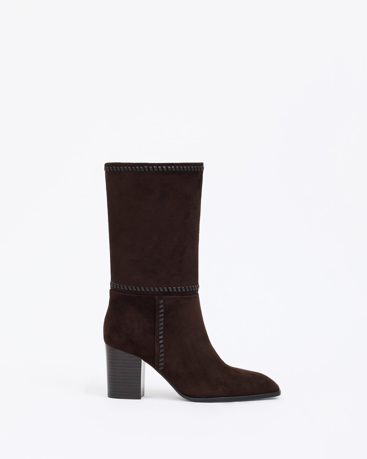 Bottes courtes en daim chocolat et talon bloc Colette Chocolate