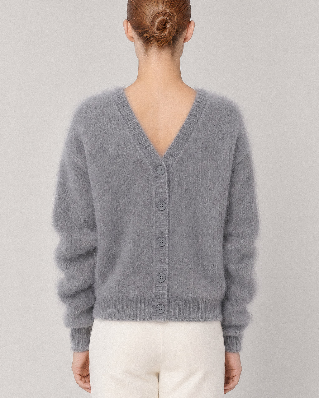 CARDIGAN COL V EN MAILLE DE RACCOON CARMI GREY