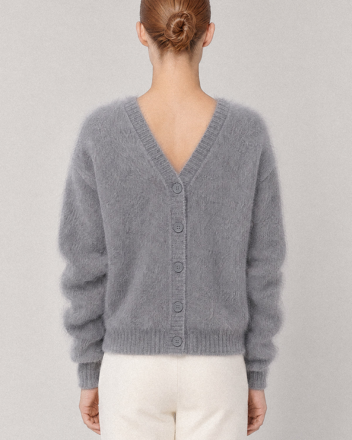 CARDIGAN COL V EN MAILLE DE RACCOON CARMI GREY