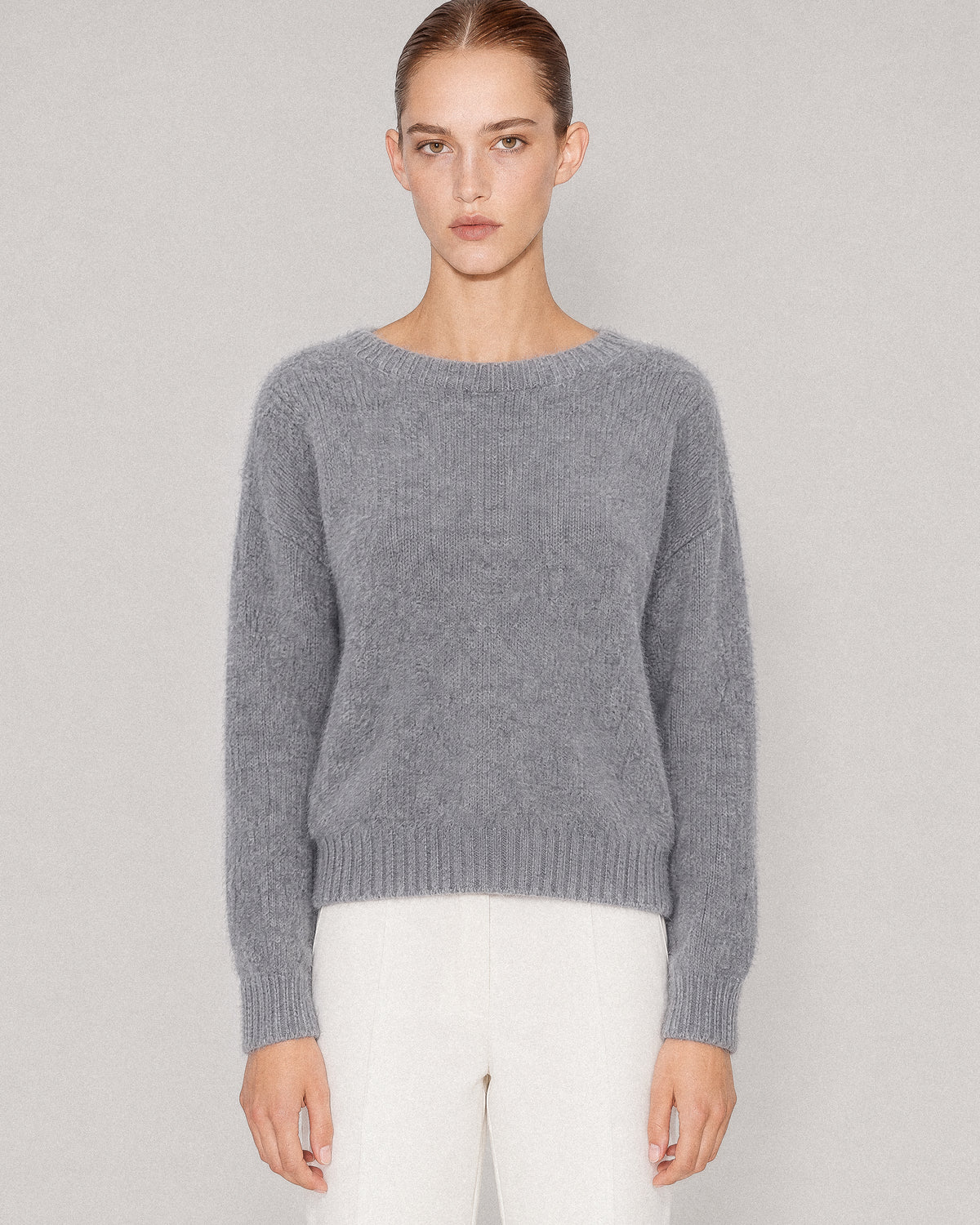 CARDIGAN COL V EN MAILLE DE RACCOON CARMI GREY