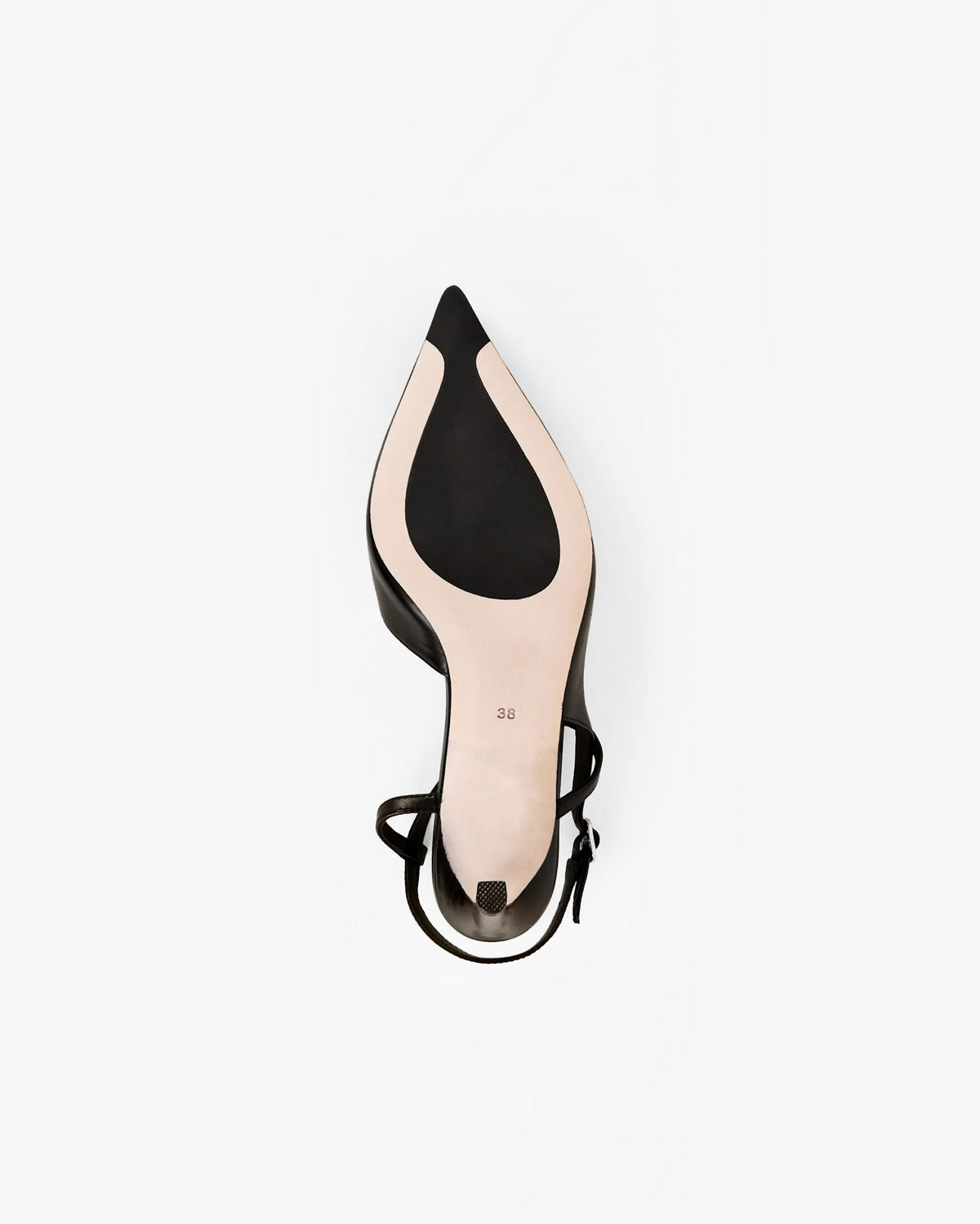 Escarpins à bout pointu, talon aiguille et bride en cuir noir Emy Black