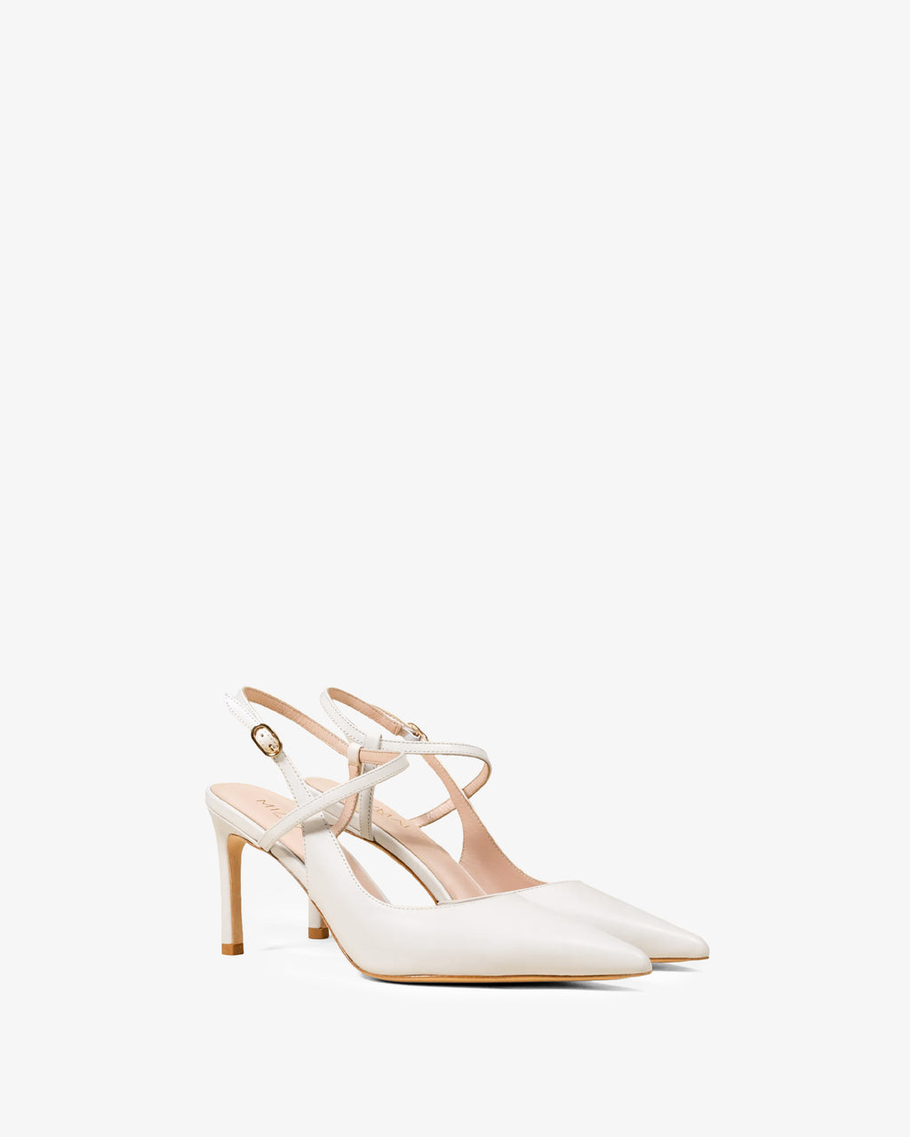Escarpins à bout pointu, talon aiguille et bride en cuir blanc cassé Emy Off-White
