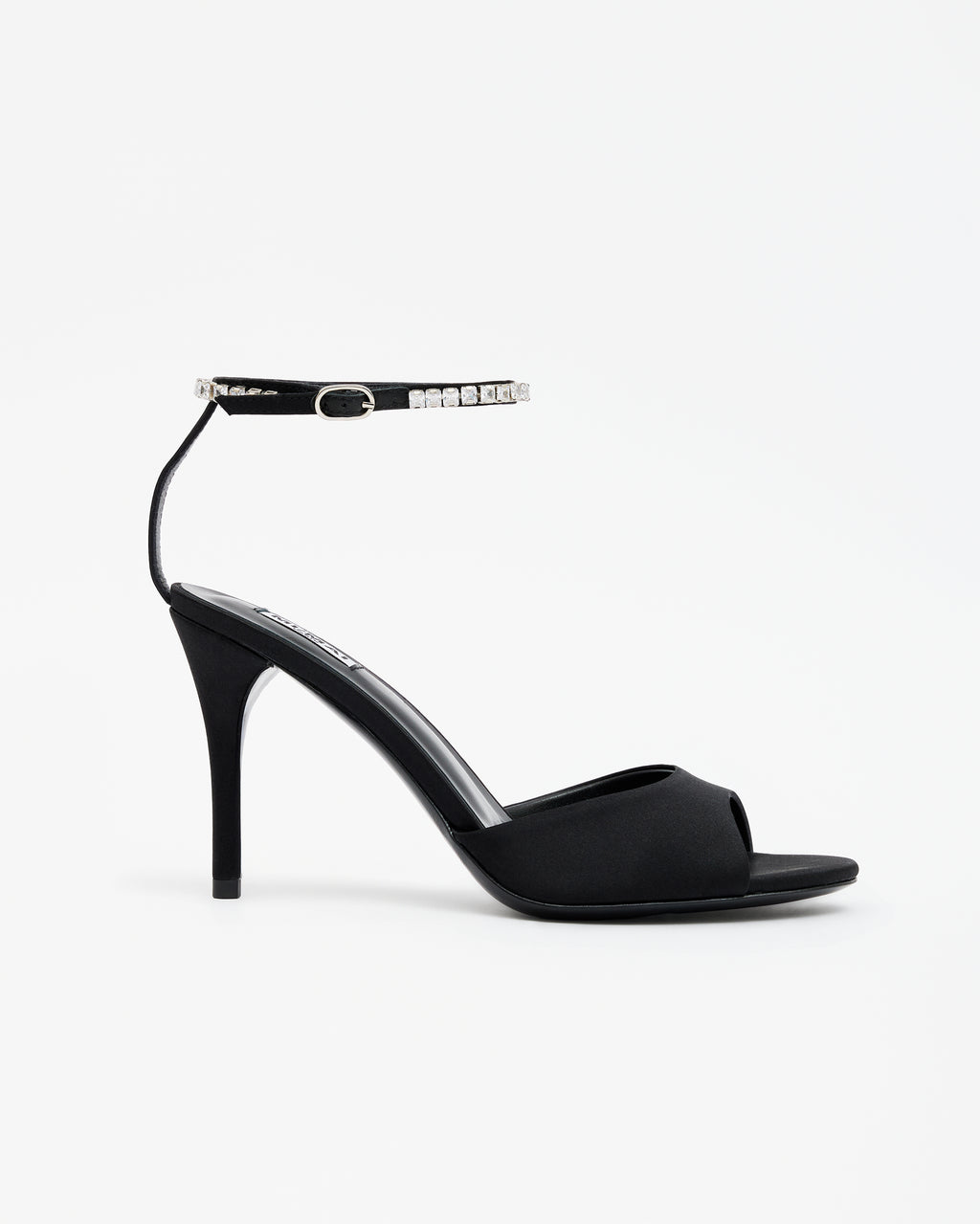 Isamu Chocolate Patent multi-strap mule with high heel and square toe in brown patent leather