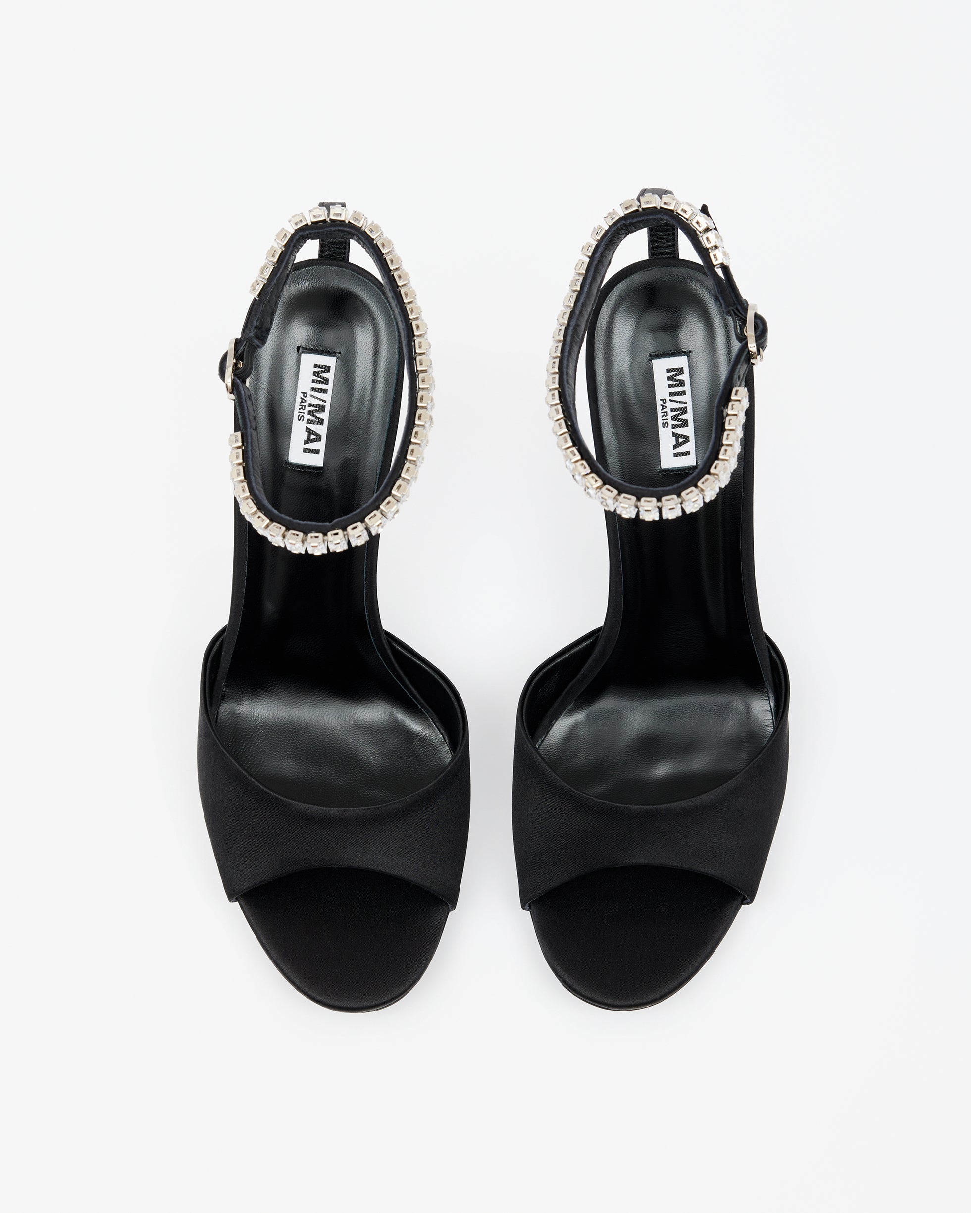 Isamu Chocolate Patent multi-strap mule with high heel and square toe in brown patent leather