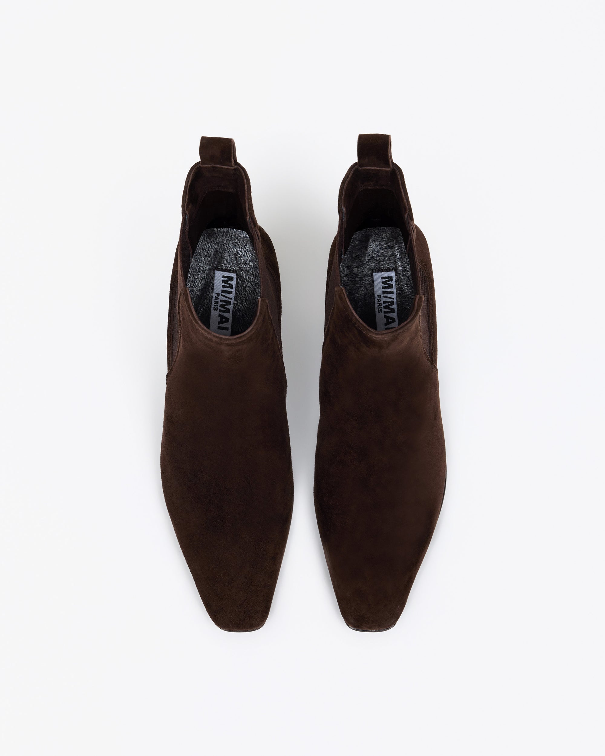 Chelsea boots en daim chocolat et à talon haut Friso Chocolate Suede