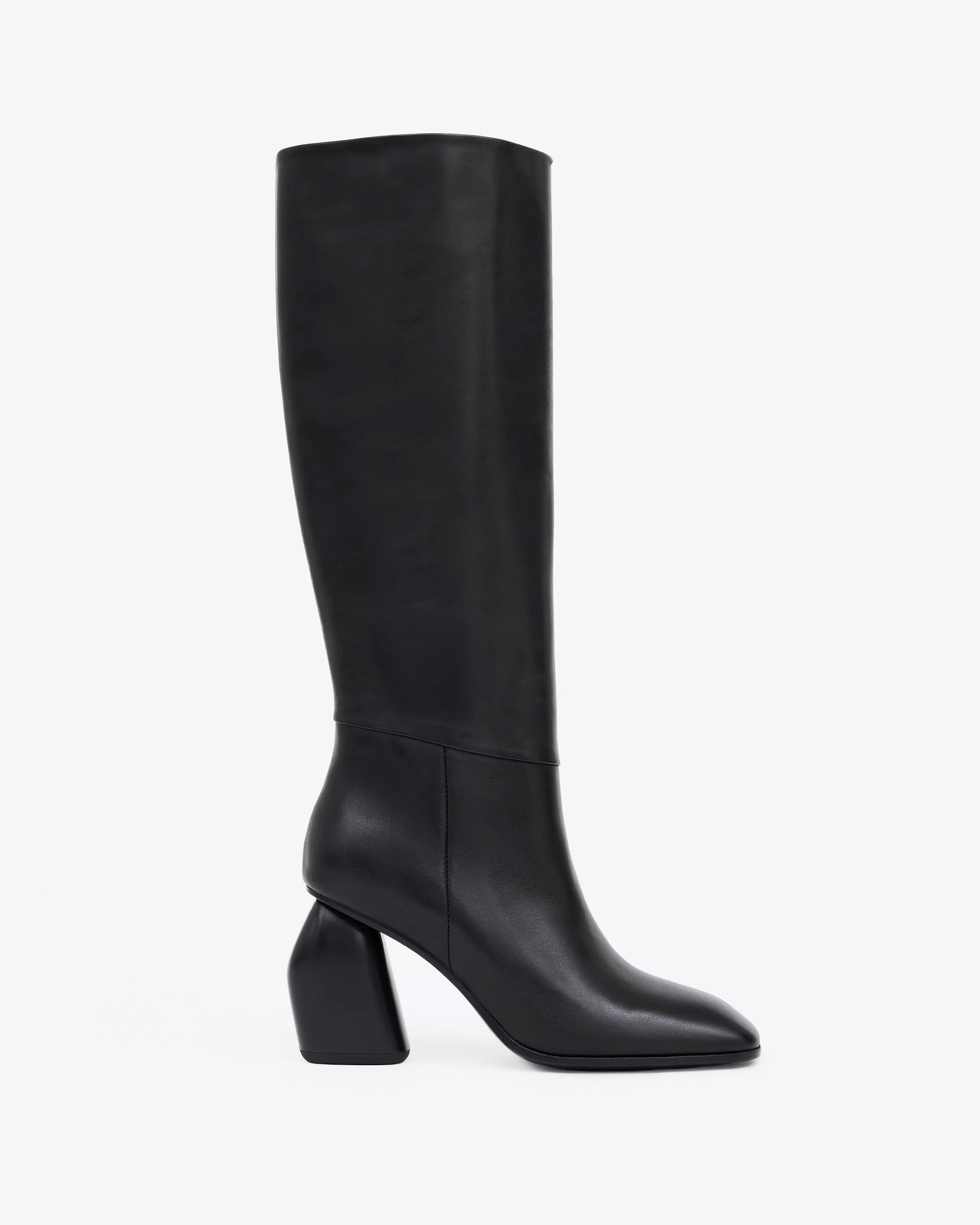 BOTTES EN CUIR NOIR A TALON LARGE GALIA HIGH BLACK