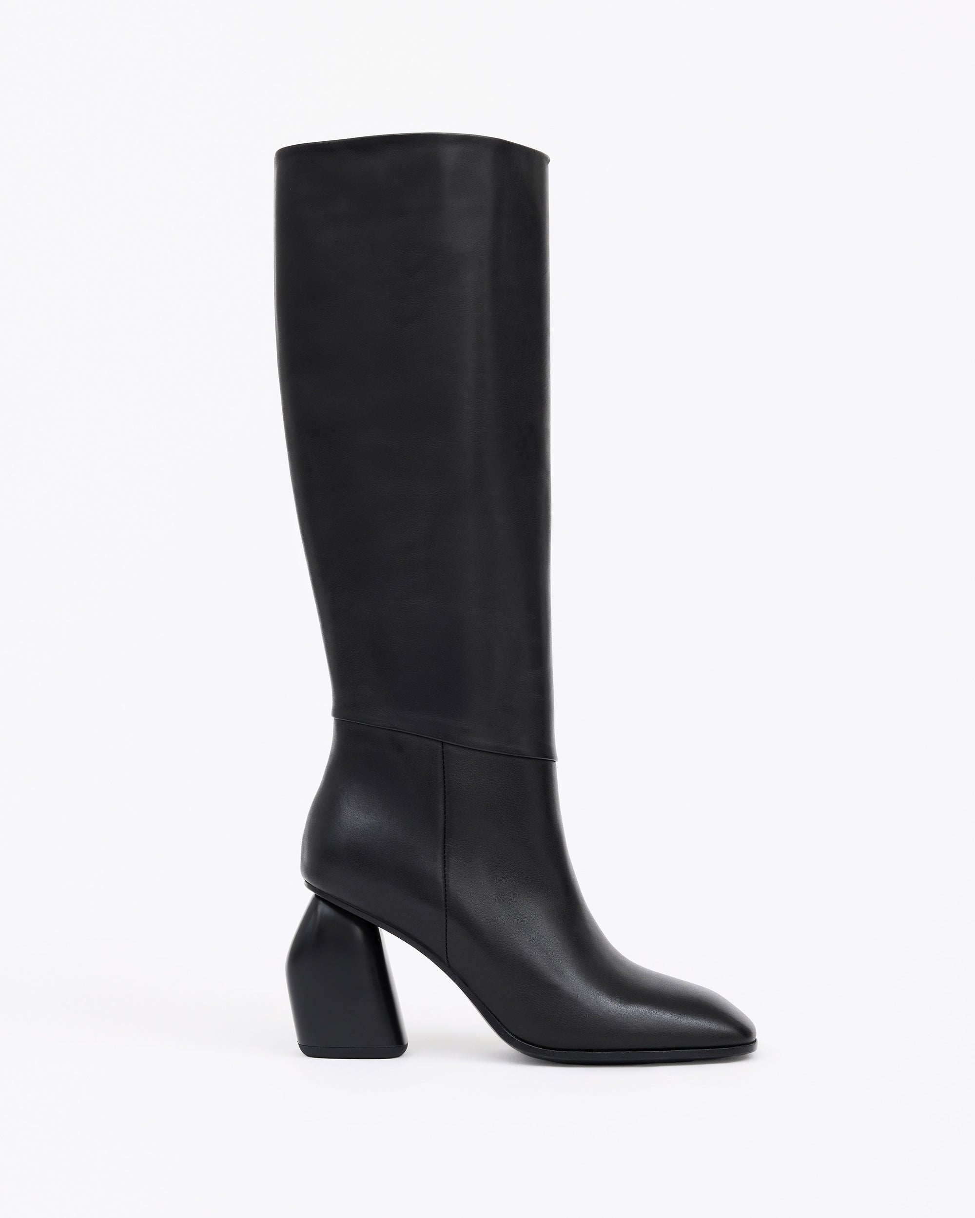 BOTTES EN CUIR NOIR A TALON LARGE GALIA HIGH BLACK