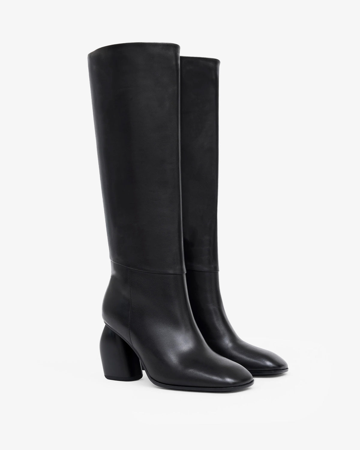 BOTTES EN CUIR NOIR A TALON LARGE GALIA HIGH BLACK