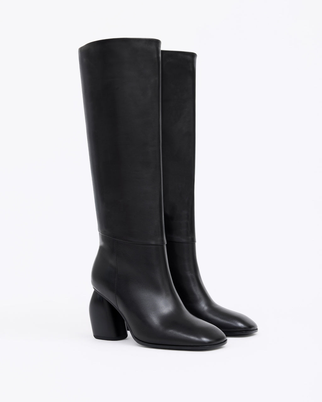 BOTTES EN CUIR NOIR A TALON LARGE GALIA HIGH BLACK