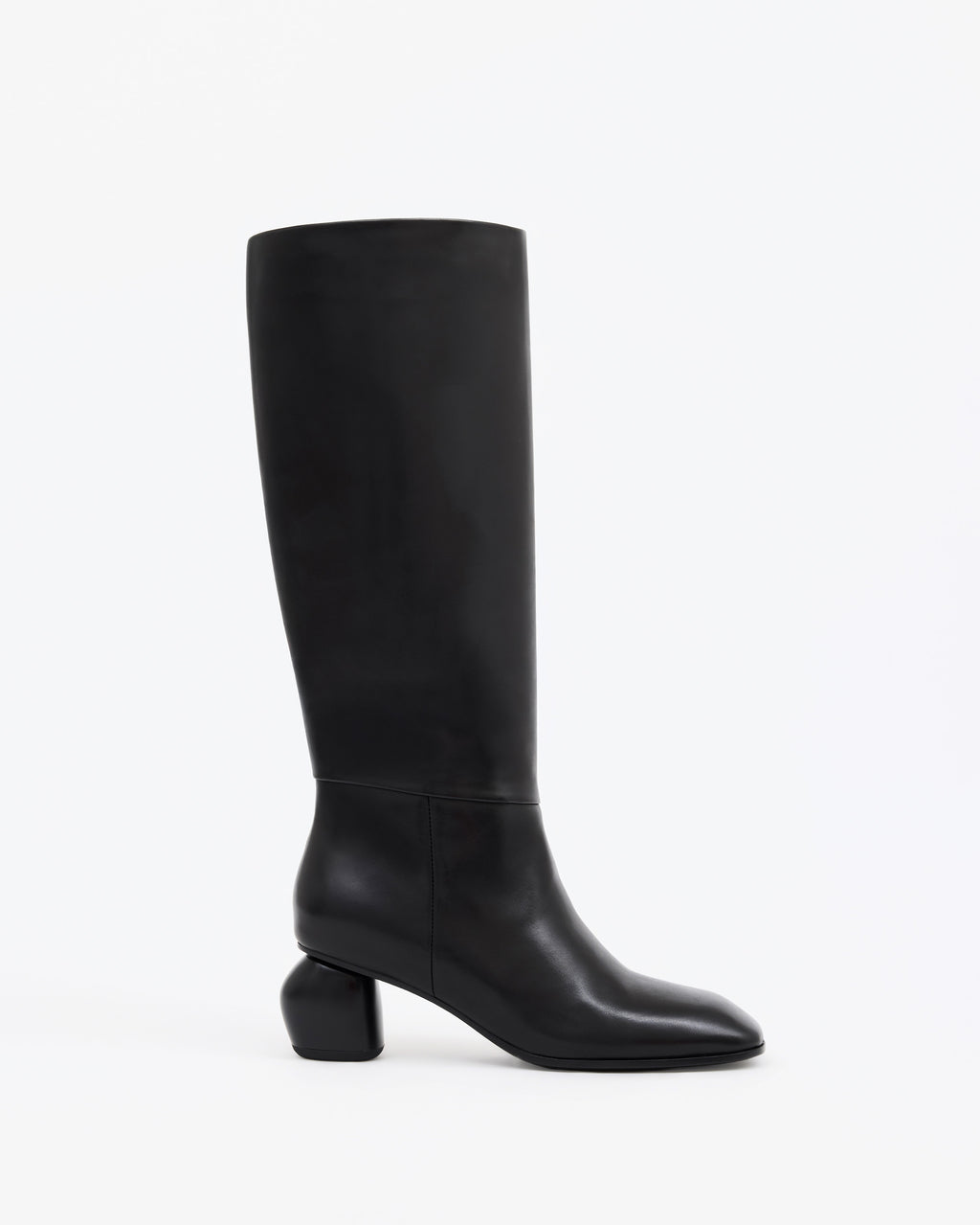 BOTTES EN CUIR NOIR A TALON LARGE GALIA LOW BLACK