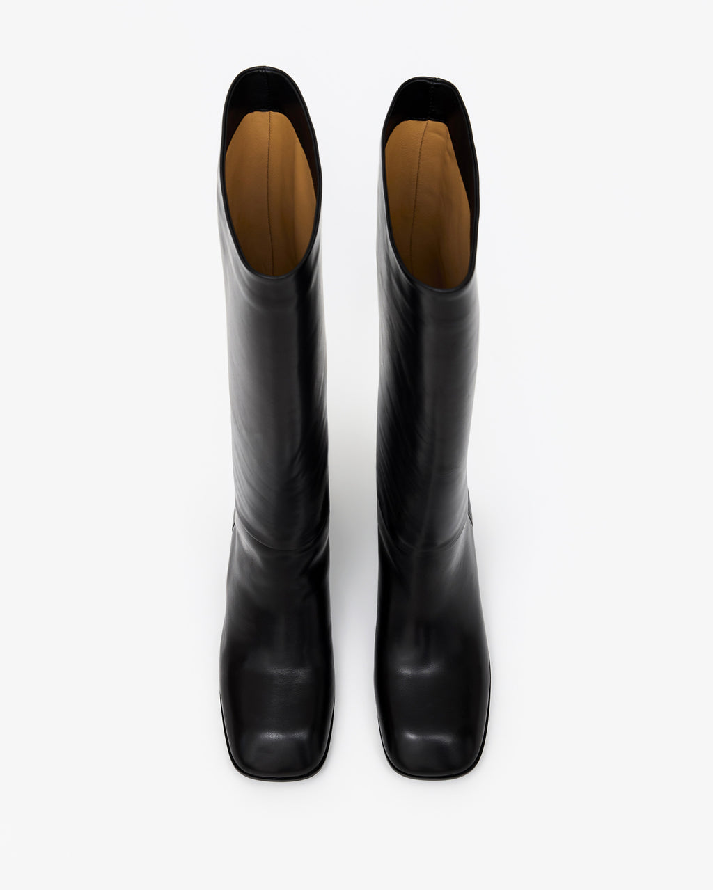 BOTTES EN CUIR NOIR A TALON LARGE GALIA LOW BLACK