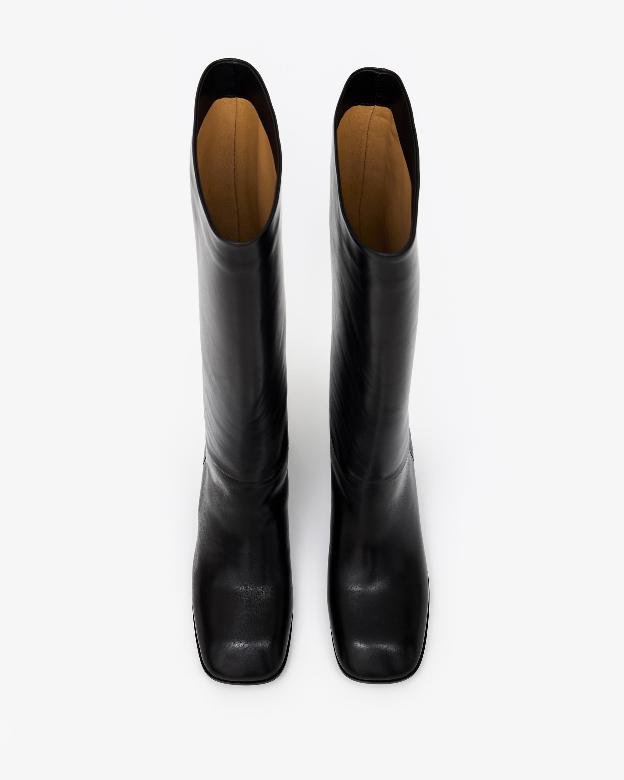 BOTTES EN CUIR NOIR A TALON LARGE GALIA LOW BLACK